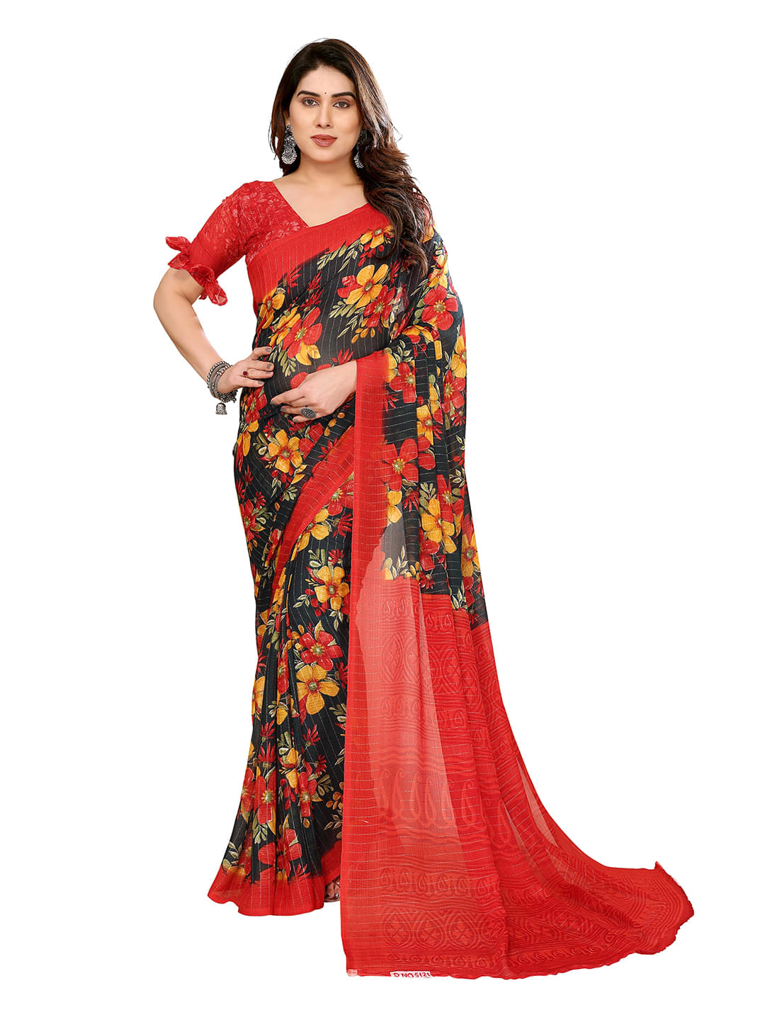     			Kashvi Sarees Georgette Printed Kasavu Saree With Unstitched Blouse Piece ( RED )