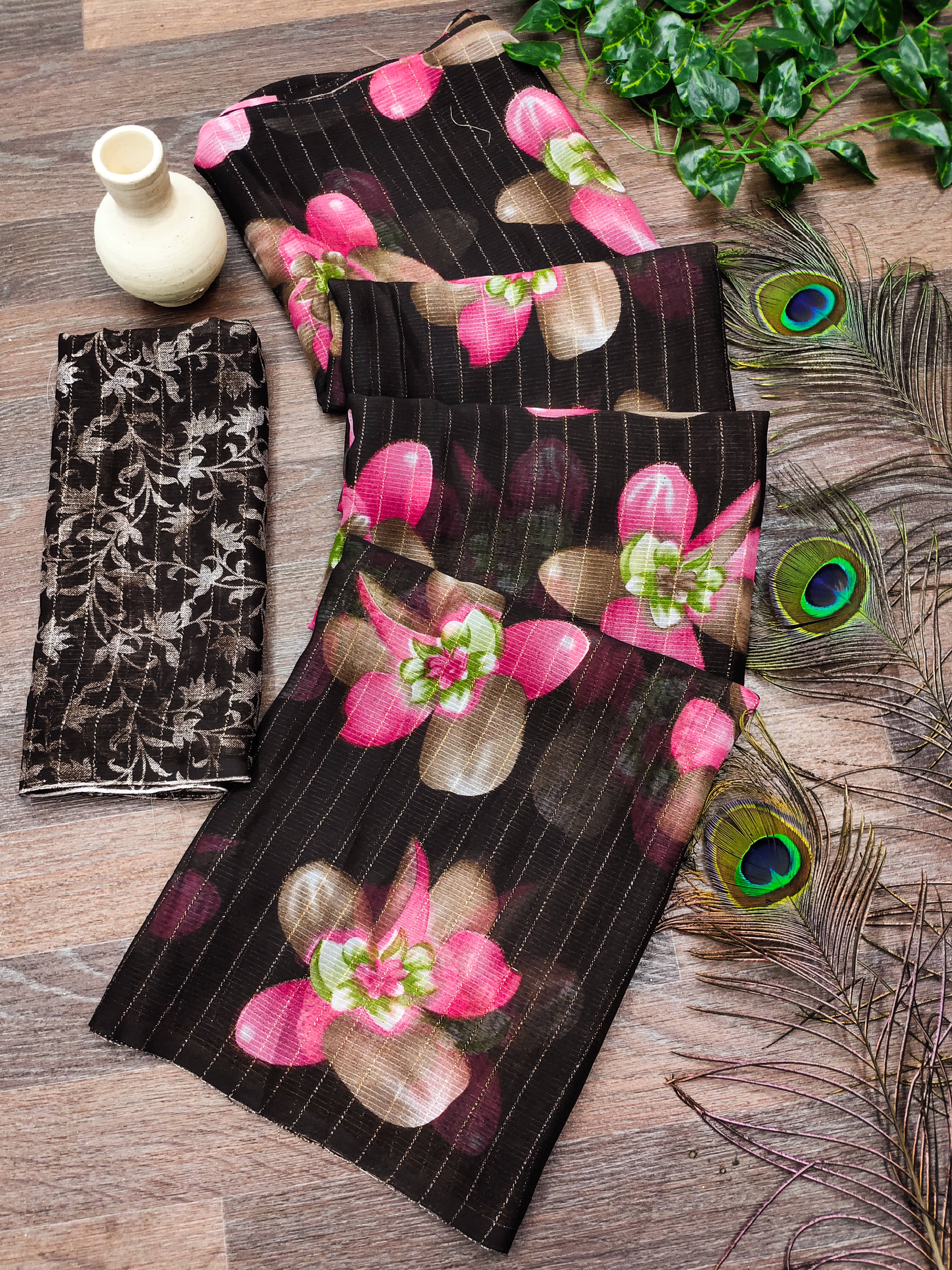 Kashvi Sarees Georgette Printed Kasavu Saree With Unstitched Blouse Piece ( BROWN ) Kashvi Sarees Georgette Printed Kasavu Saree With Unstitched Blouse Piece ( BROWN )