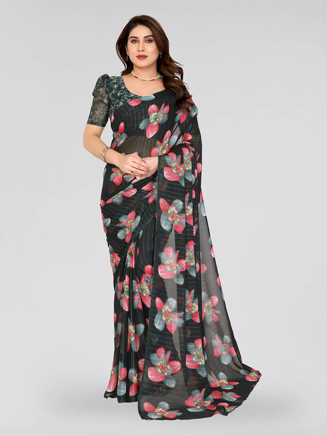 Kashvi Sarees Georgette Printed Kasavu Saree With Unstitched Blouse Piece ( GREEN )     			Kashvi Sarees Georgette Printed Kasavu Saree With Unstitched Blouse Piece ( GREEN )