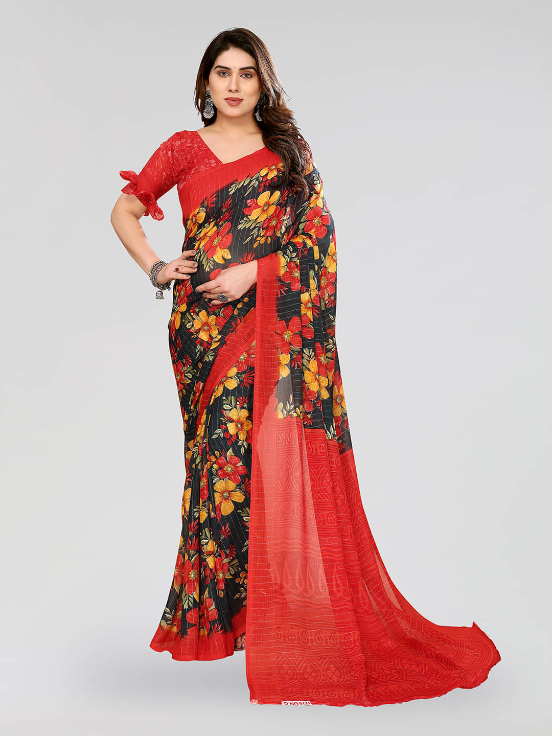     			Kashvi Sarees Georgette Printed Kasavu Saree With Unstitched Blouse Piece ( RED )