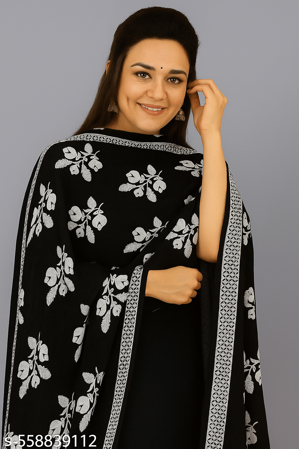     			LUXELOOM Chiffon Women Dupatta ( Black , Pack of 1 )