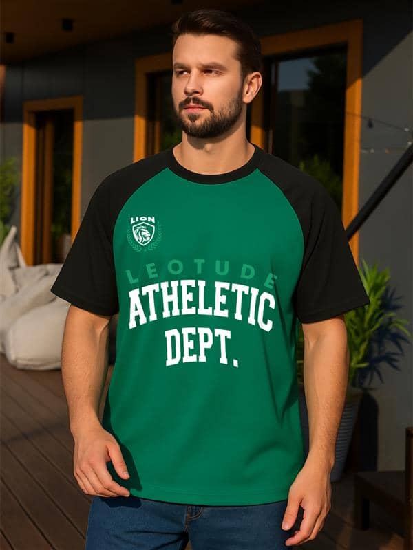 Leotude Men Cotton Blend Oversized Fit Printed T-Shirt ( Green )