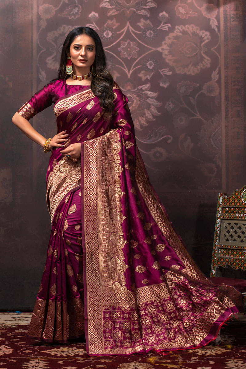 Lilots Silk Blend Self Design Regular Saree With Unstitched Blouse Piece ( Wine ) Lilots Silk Blend Self Design Regular Saree With Unstitched Blouse Piece ( Wine )