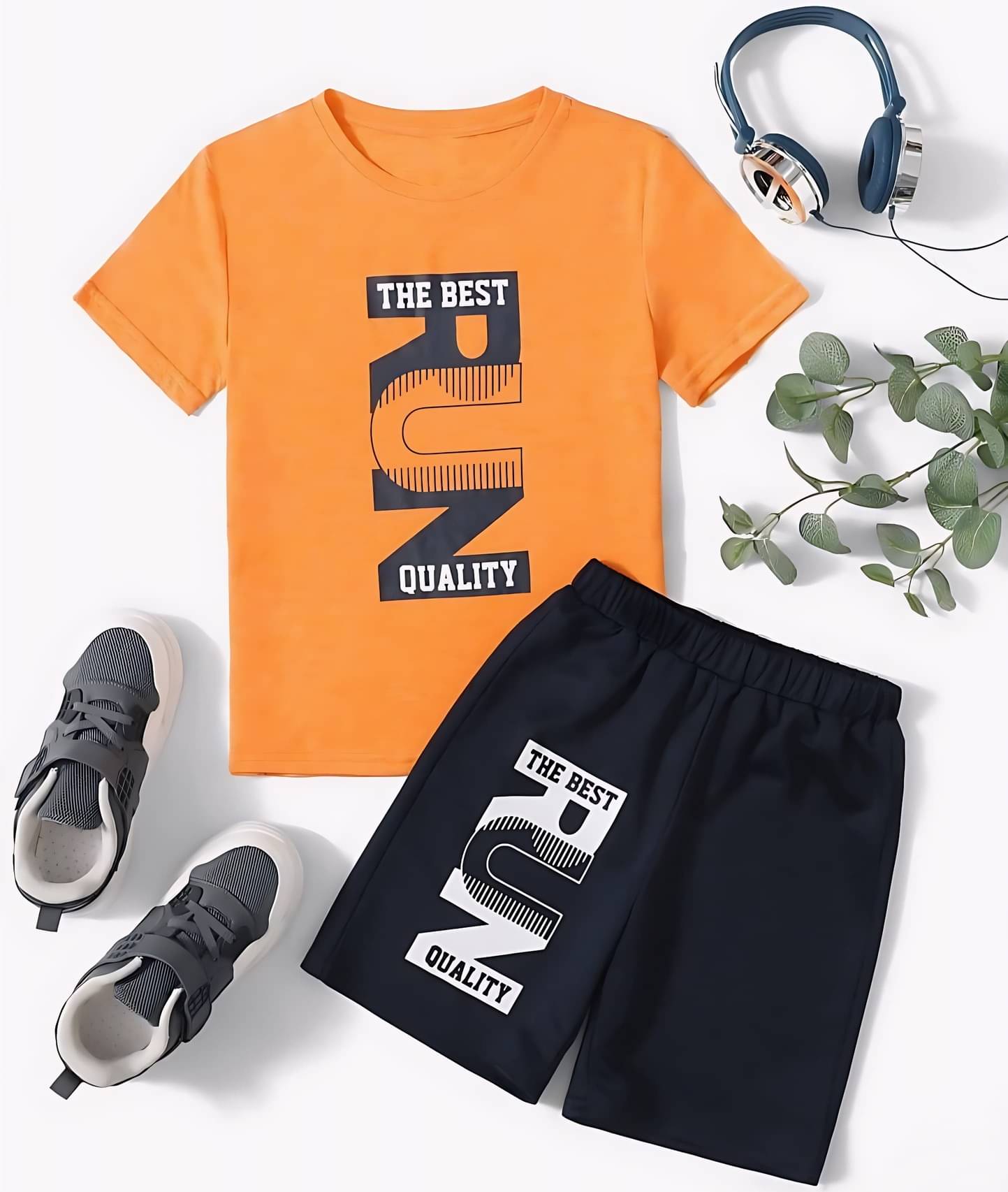Littlewizard Pack of 1 Unisex Cotton Blend T-Shirt & Shorts Set ( Orange ) Littlewizard Pack of 1 Unisex Cotton Blend T-Shirt & Shorts Set ( Orange )