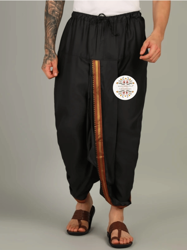 MAA SHEETLA CREATIONS Cotton Men's Dhoti Black ( Pack of 1 ) MAA SHEETLA CREATIONS Cotton Men's Dhoti Black ( Pack of 1 )