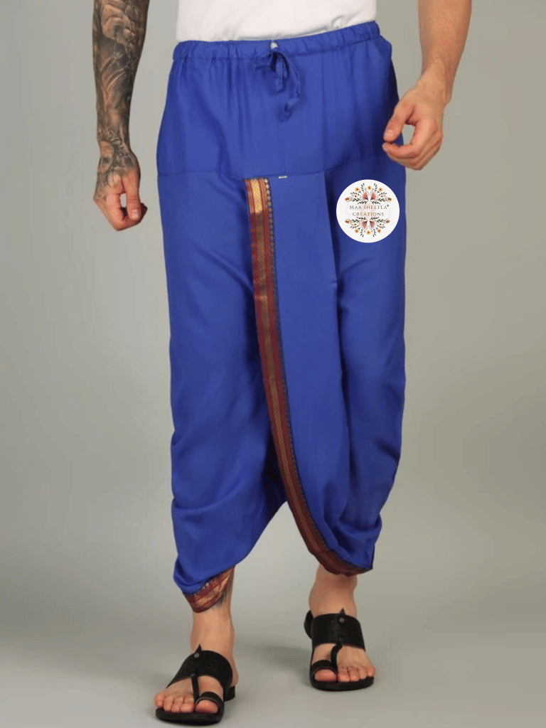 MAA SHEETLA CREATIONS Cotton Men's Dhoti Blue ( Pack of 1 ) MAA SHEETLA CREATIONS Cotton Men's Dhoti Blue ( Pack of 1 )