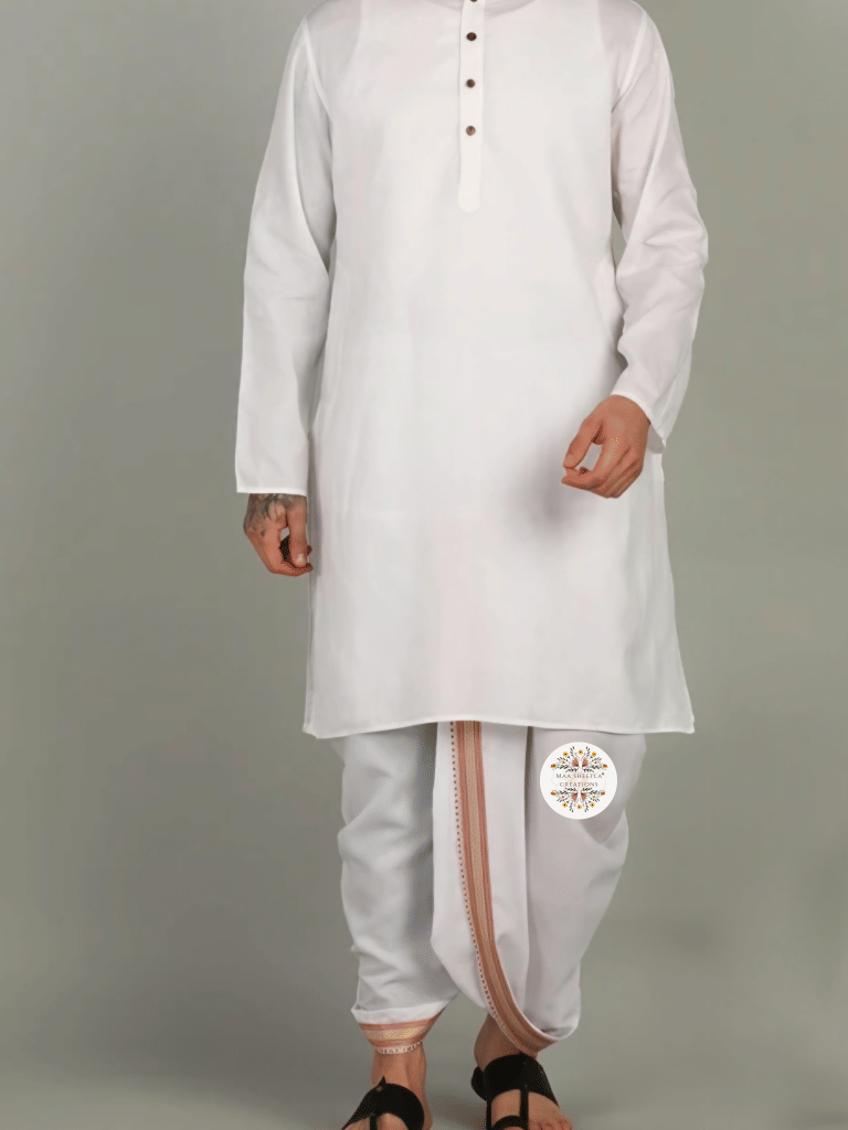 MAA SHEETLA CREATIONS Cotton Men's Dhoti White ( Pack of 1 )     			MAA SHEETLA CREATIONS Cotton Men's Dhoti White ( Pack of 1 )