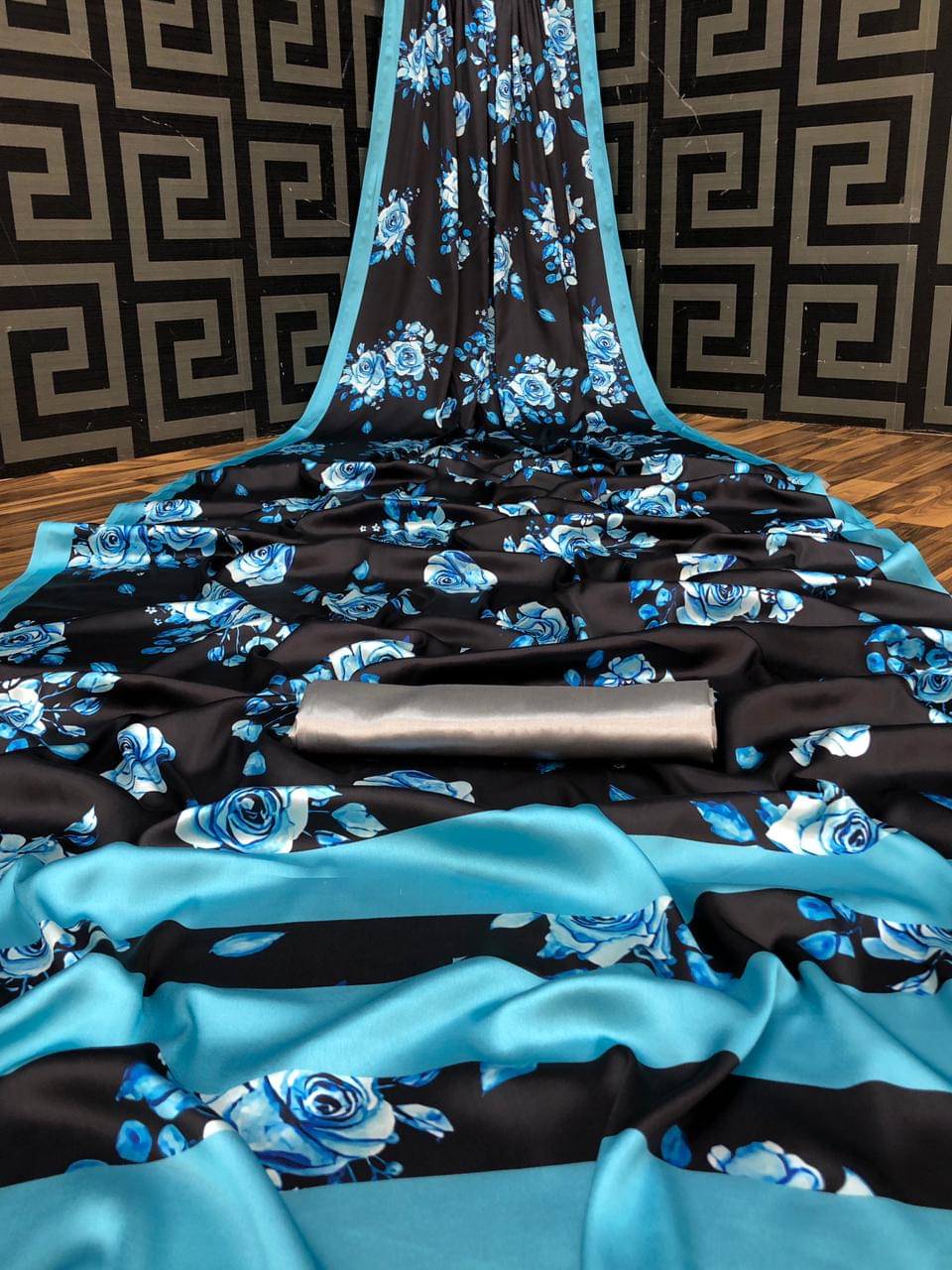     			Madhav Art Satin Printed Regular Saree With Unstitched Blouse Piece ( Multicolor 6 )