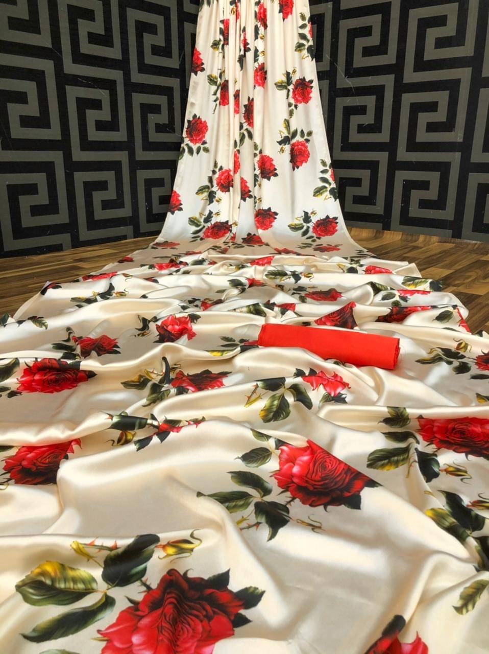 Madhav Art Satin Printed Regular Saree With Unstitched Blouse Piece ( Multicolor 5 ) Madhav Art Satin Printed Regular Saree With Unstitched Blouse Piece ( Multicolor 5 )