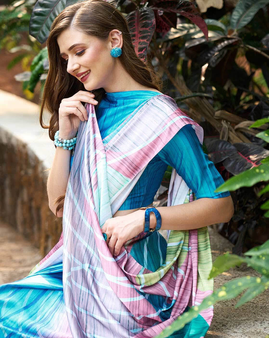     			Madhav Art Satin Printed Regular Saree With Unstitched Blouse Piece ( Multicolor 1 )