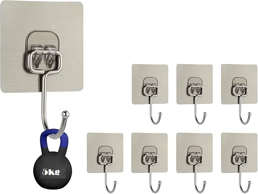     			Meghal 10 PCS Large Adhesive Hooks for Wall Heavy Duty Wall Hooks for Hanger Hooks