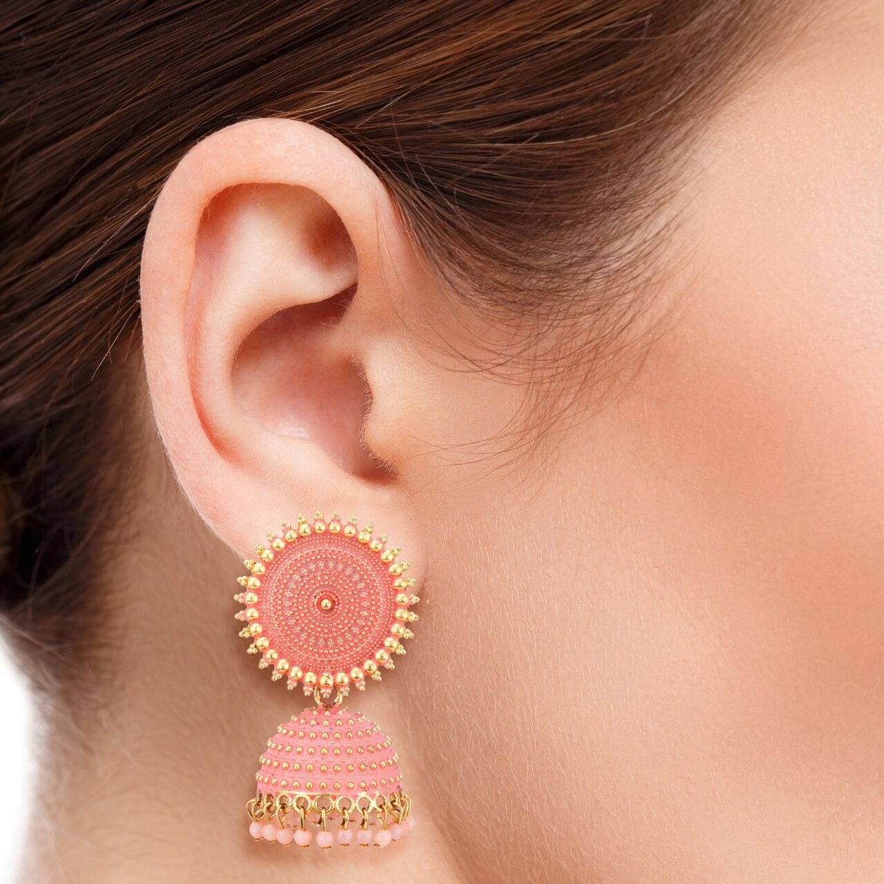     			Mehak Creation Red Hoops Earrings ( Pack of 1 )
