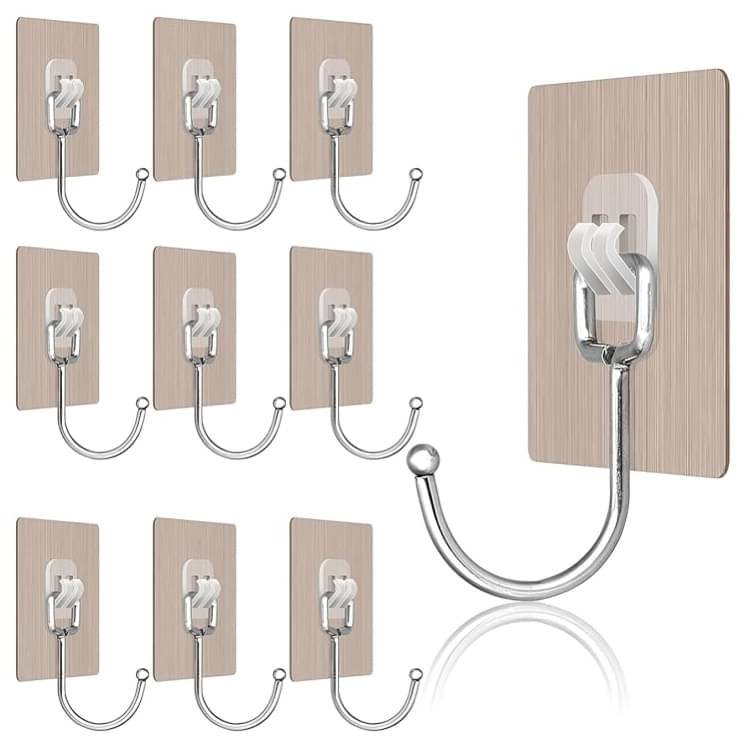     			Multi Deal 10 PCS Large Adhesive Hooks for Wall Heavy Duty Wall Hooks for Hanger Hooks