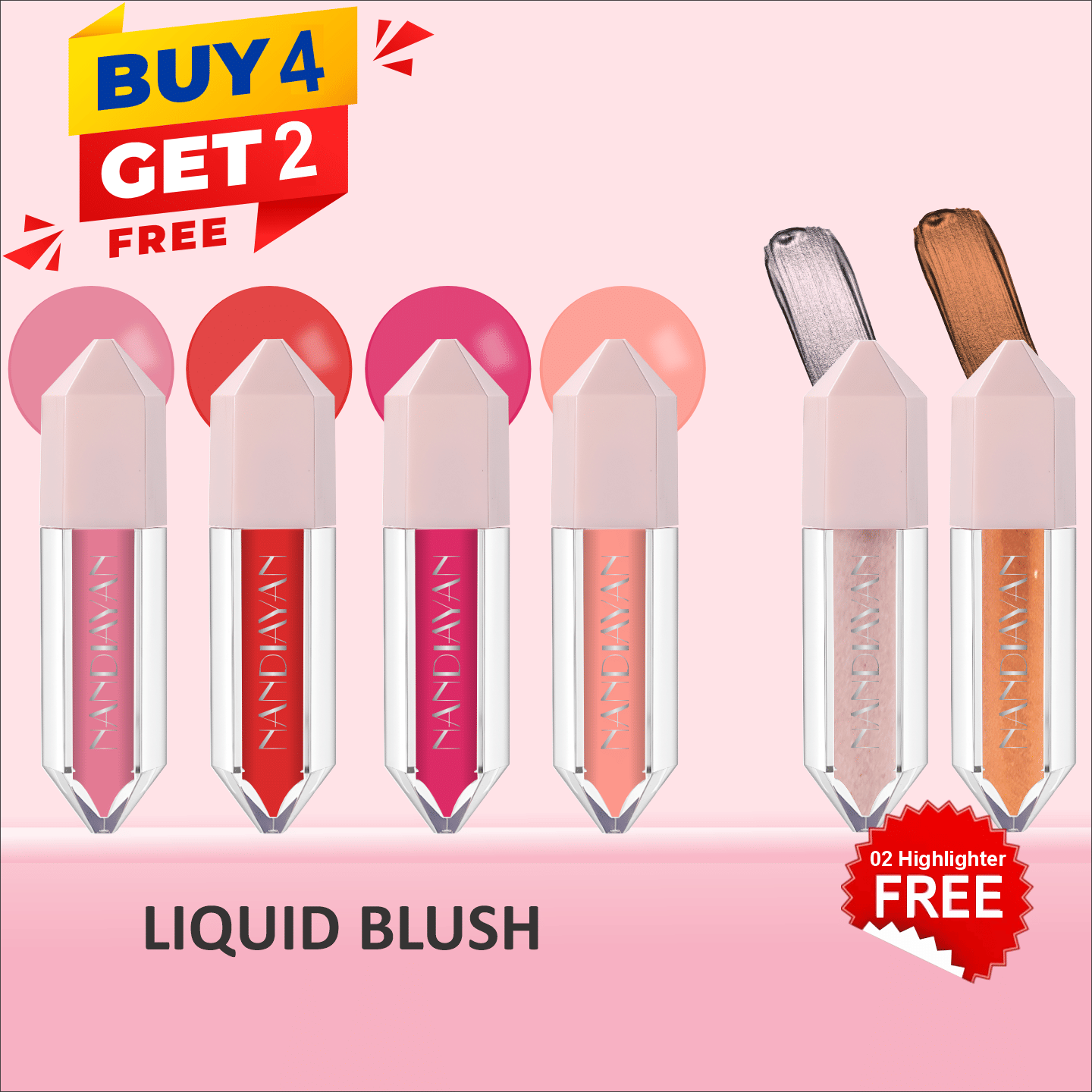     			NANDIAYAN Liquid Blush PINK,RED,PEACH Multi 10 mL
