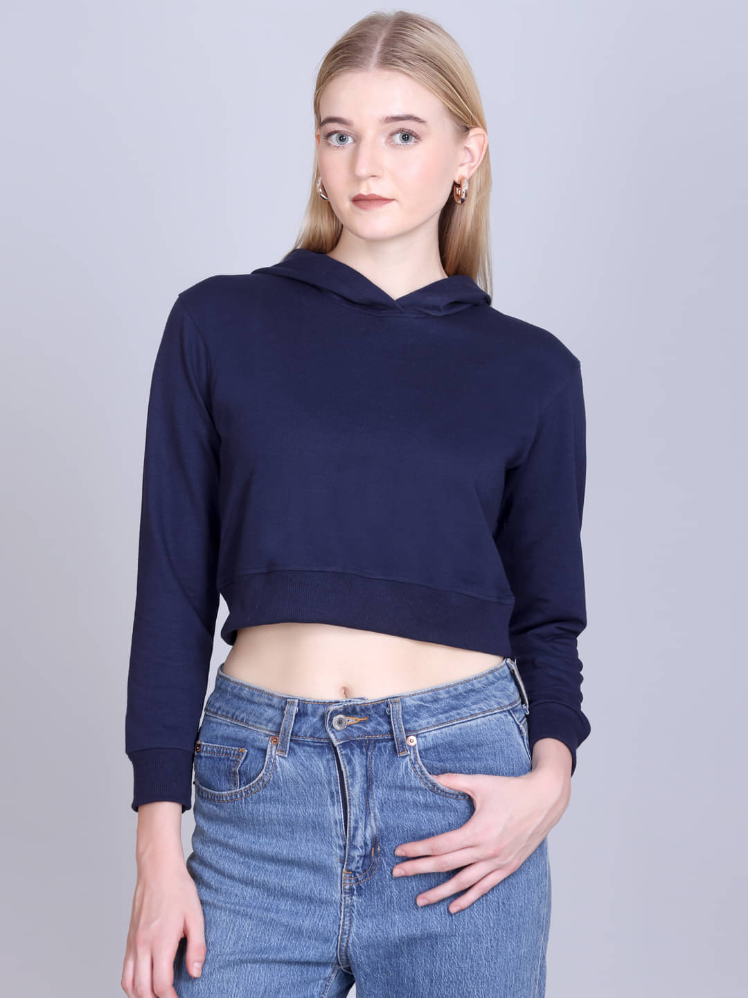OBAAN Women Cotton Blend Sweatshirt ( Navy ) OBAAN Women Cotton Blend Sweatshirt ( Navy )