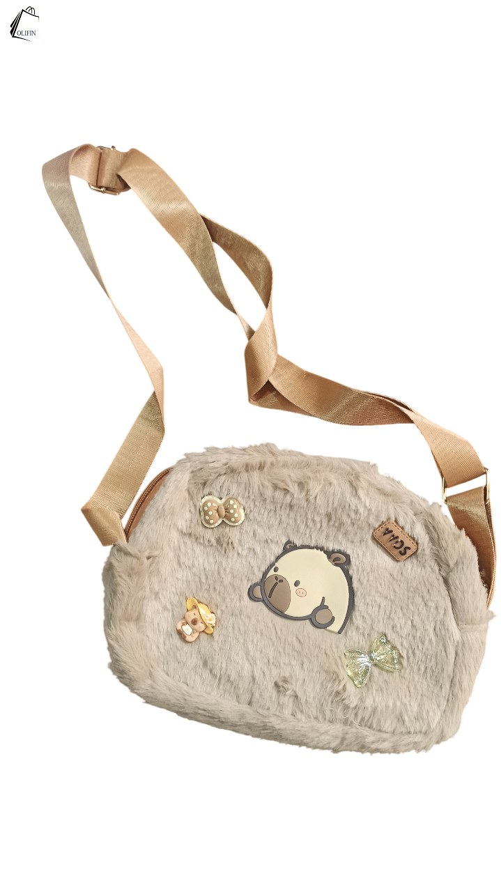     			OLIFIN Handheld Bag Faux Leather Set of 1 ( Beige )