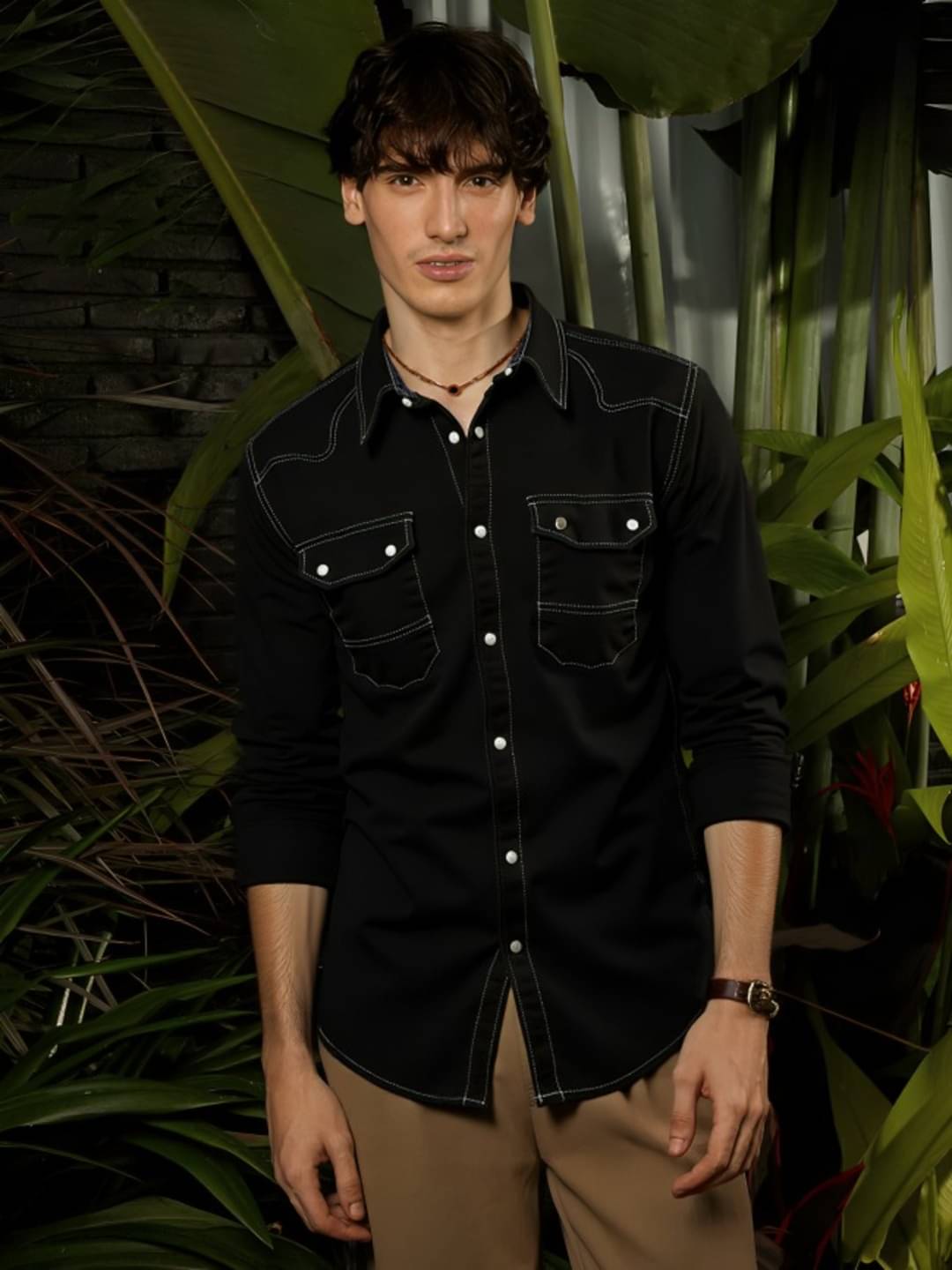 PLUS PARADISE Denim Regular Fit Solids Full Sleeves Men's Casual Shirt - Black ( Pack of 1 ) PLUS PARADISE Denim Regular Fit Solids Full Sleeves Men's Casual Shirt - Black ( Pack of 1 )