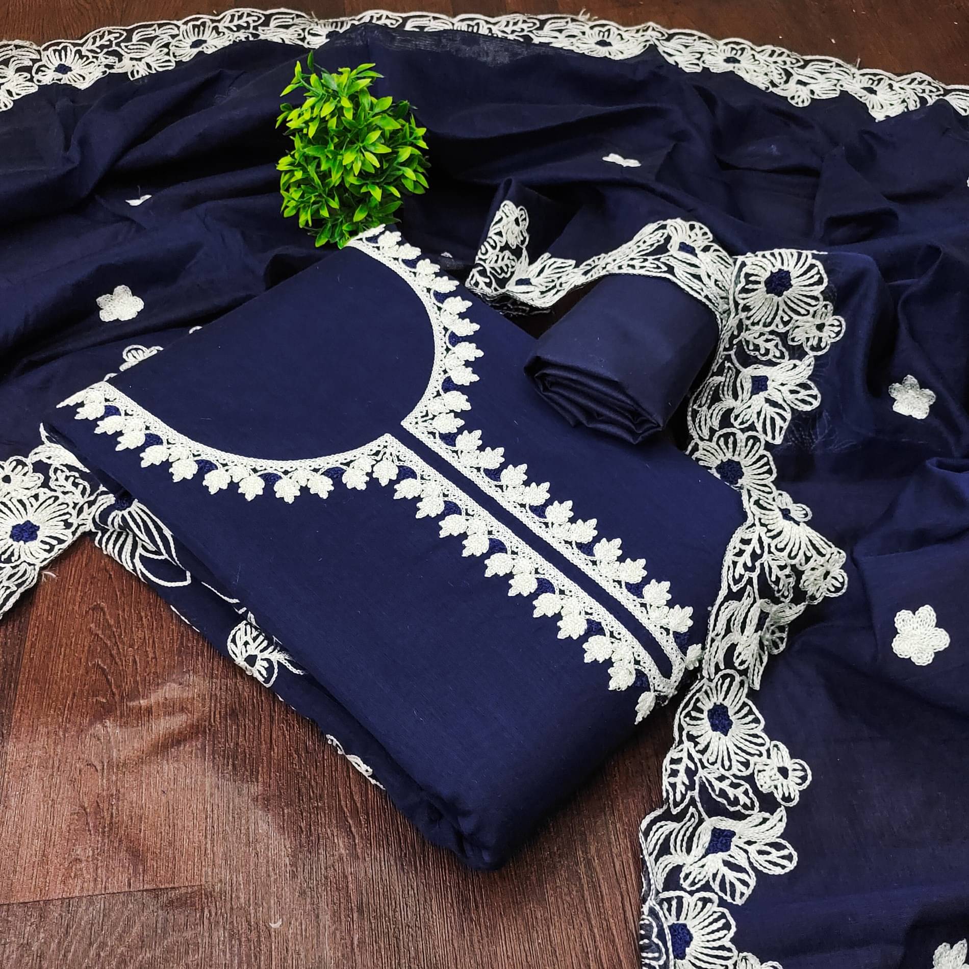     			Rangtulika Ethnics Women Chanderi Unstitched Dress Material ( Blue )