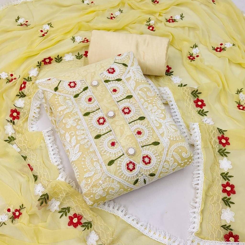 Rangtulika Ethnics Women Chanderi Unstitched Dress Material ( Yellow ) Rangtulika Ethnics Women Chanderi Unstitched Dress Material ( Yellow )