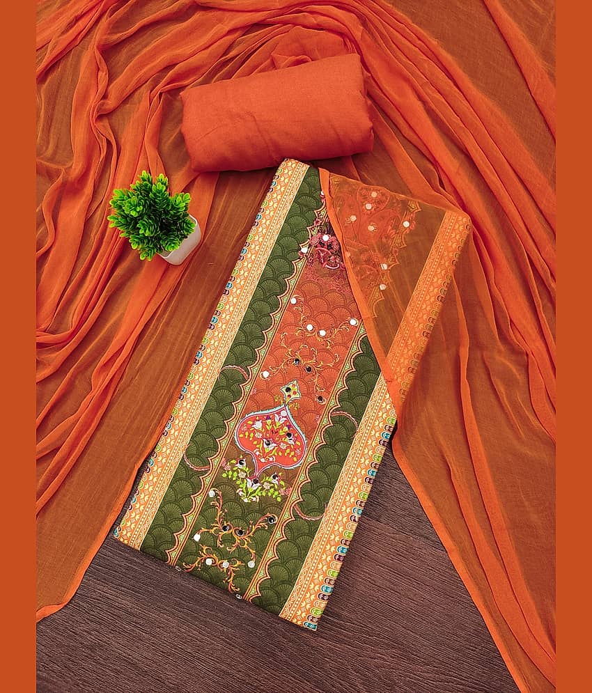 Rangtulika Ethnics Women Rayon Unstitched Dress Material ( Orange ) - Unstitched Fabrics | Buy online on ZillyBuy