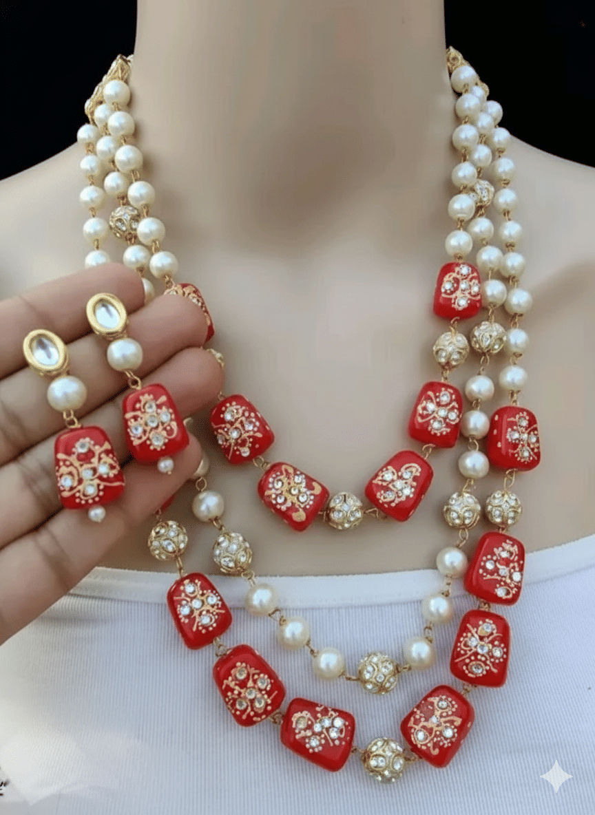     			Ridhi Sidhi Collection White Brass Necklace Set ( Pack of 1 )