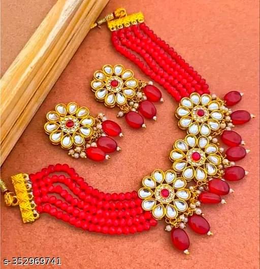     			Ridhi Sidhi Collection White Brass Necklace Set ( Pack of 1 )