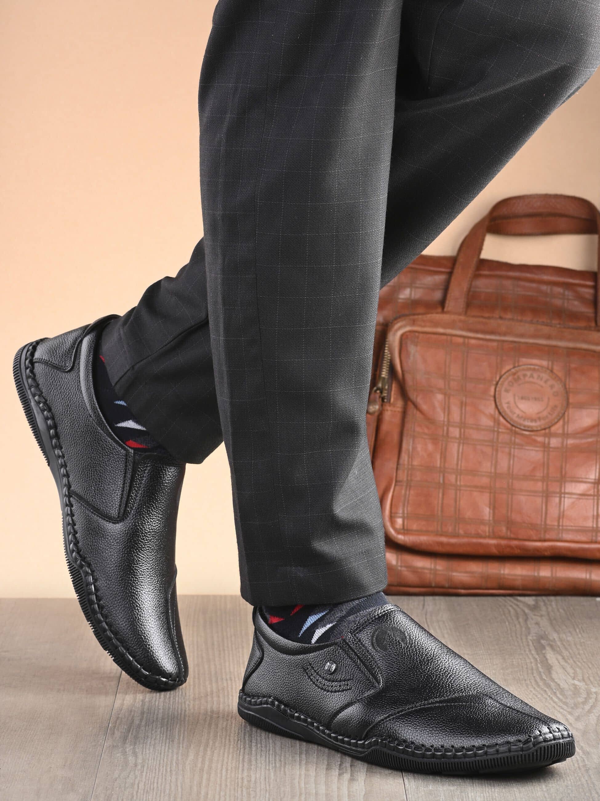 Rising Wolf Black Men's Slip On Formal Shoes - Formal Shoes | Buy online on ZillyBuy