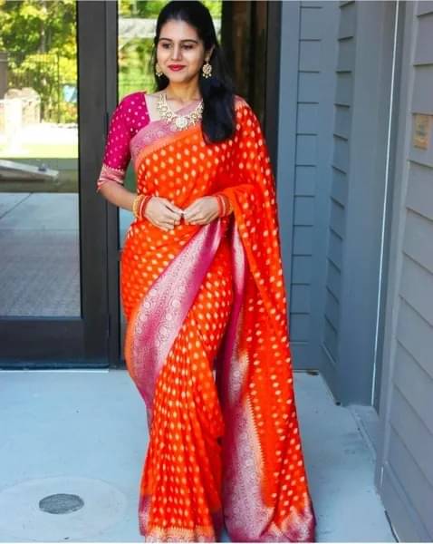 SATVASHIV Jacquard Self Design Regular Saree With Unstitched Blouse Piece ( Orange ) SATVASHIV Jacquard Self Design Regular Saree With Unstitched Blouse Piece ( Orange )