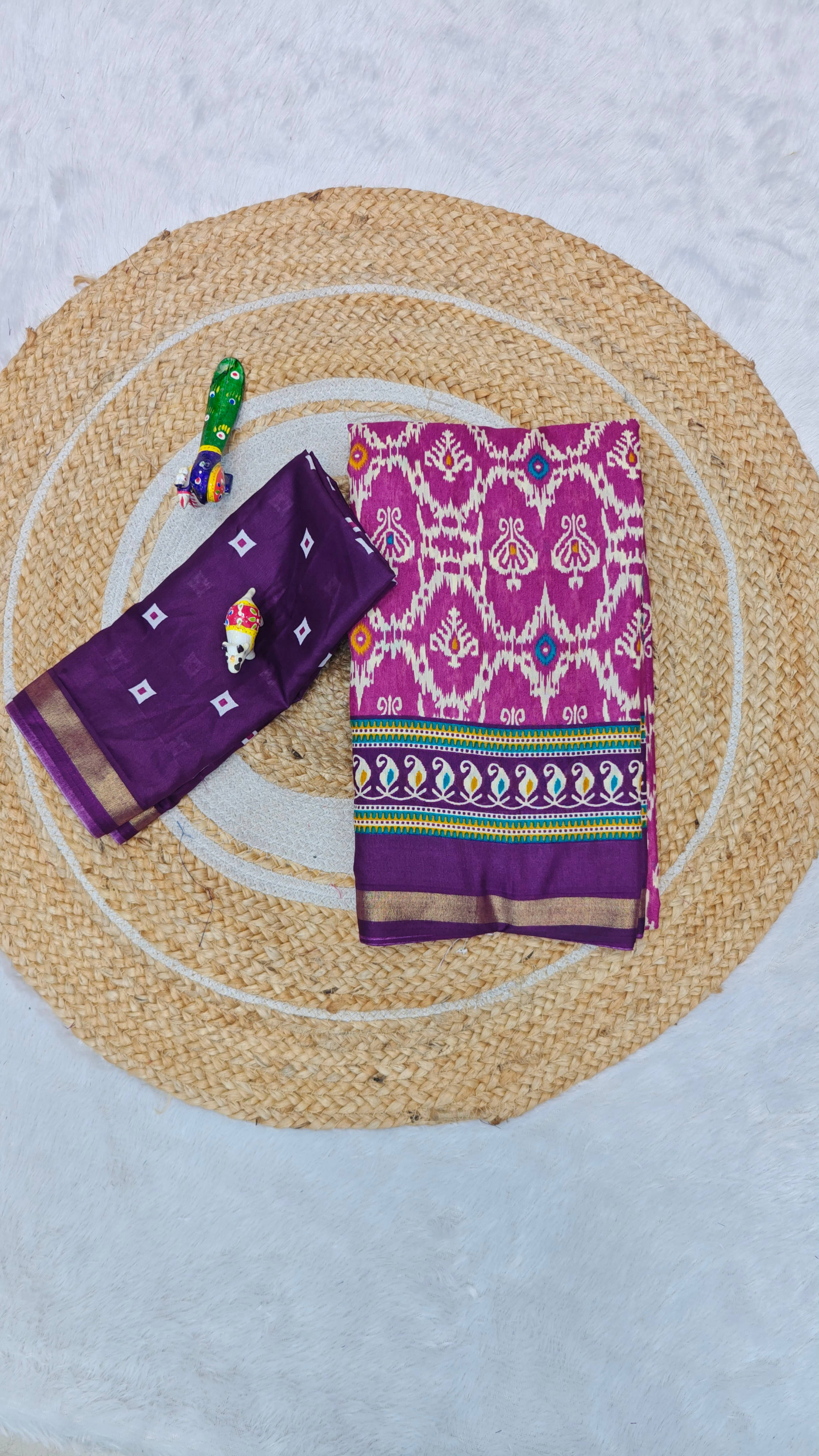     			SHIRODHARI Cotton Blend Printed Sambalpuri Saree With Unstitched Blouse Piece ( Lavender )