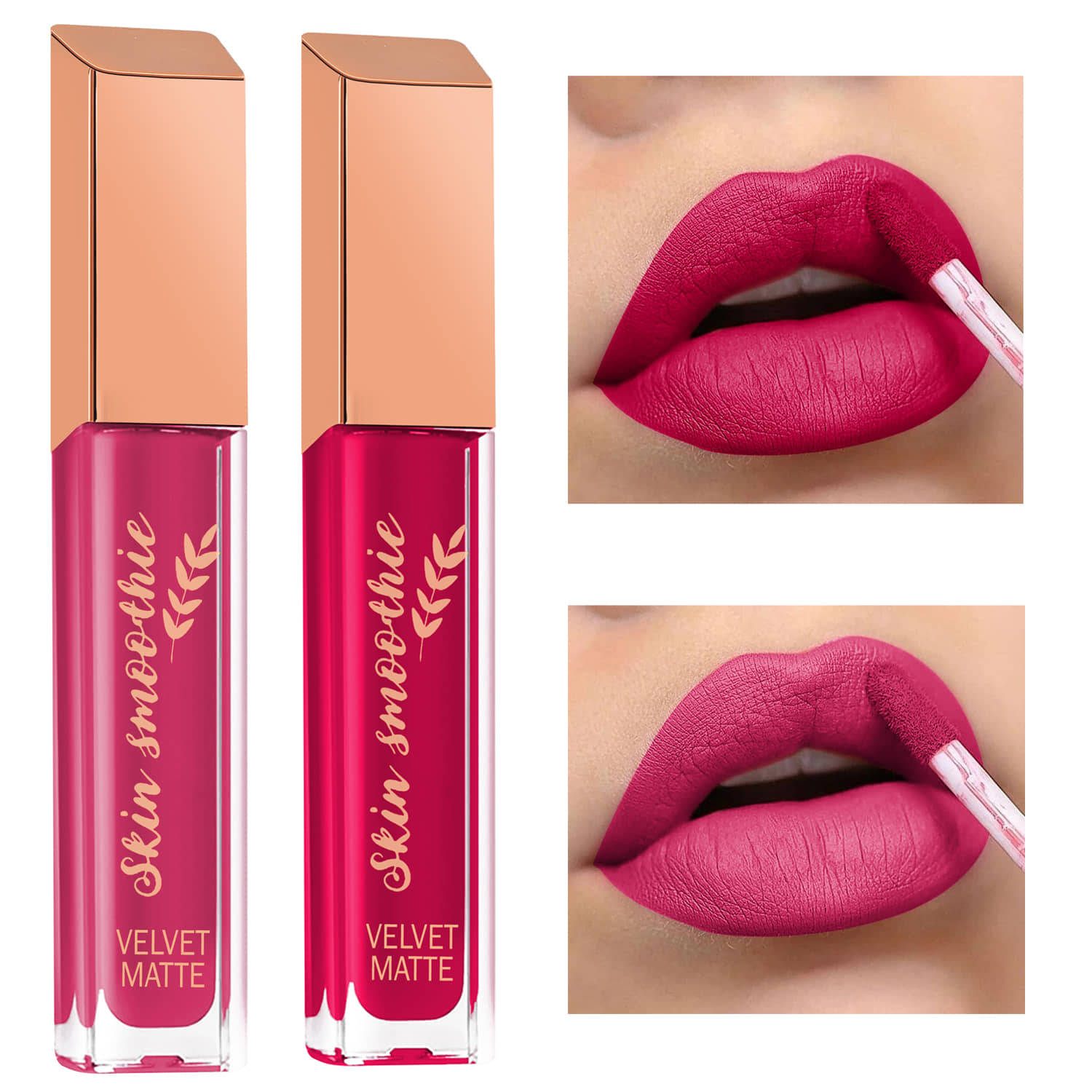 SKIN SMOOTHIE Pink Matte Waterproof Liquid Lipstick ( Pack of 2 )