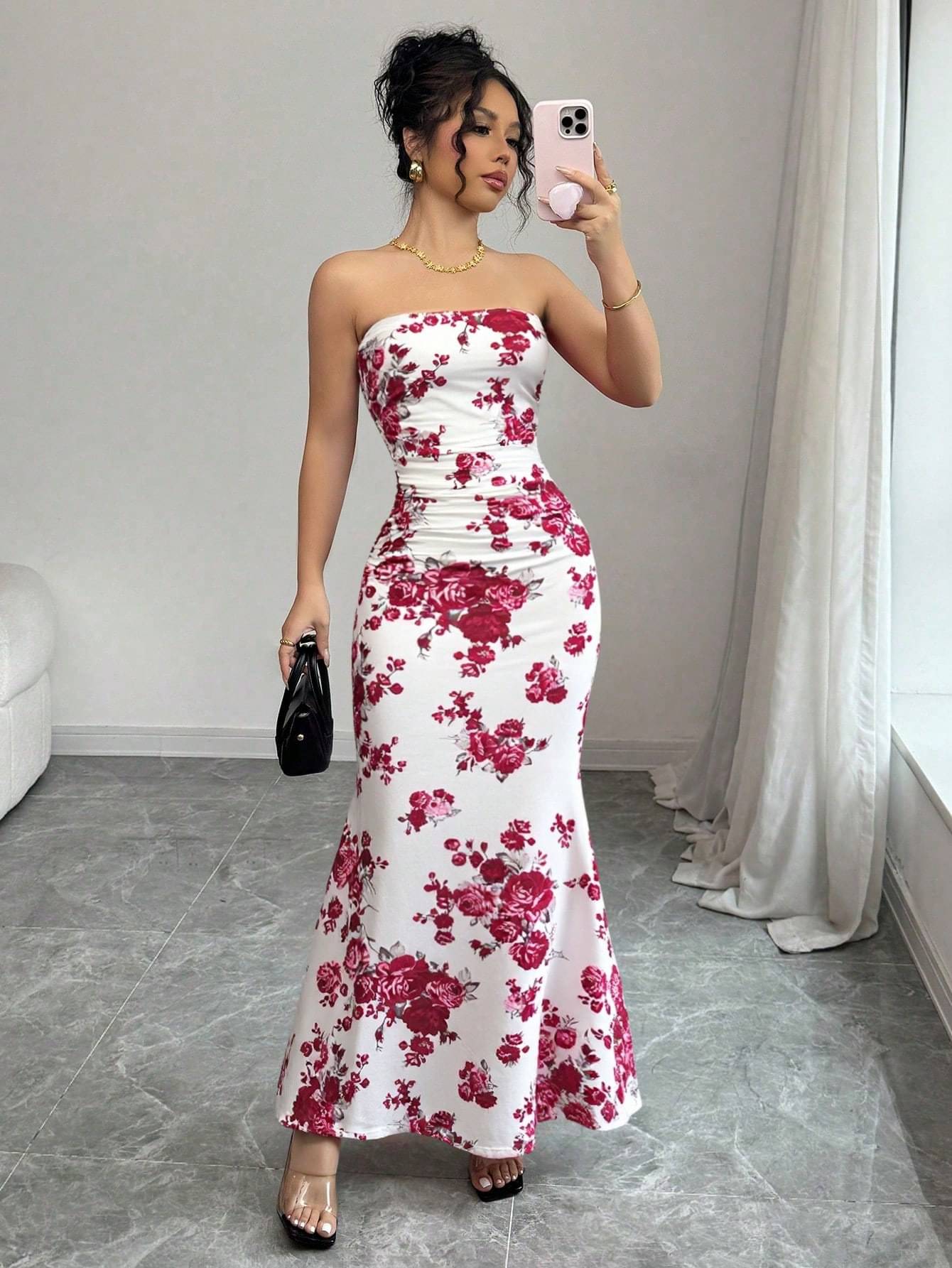 Shine n Show Women Cotton Blend Printed Bodycon Dress ( White ) Shine n Show Women Cotton Blend Printed Bodycon Dress ( White )