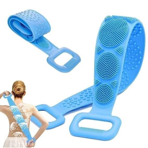     			Silicone Body Back Scrubber, Double Side Bathing Brush for Skin Deep Cleaning Massage, Dead Skin Removal Exfoliating Belt for Shower, for Men & Women Pack-2