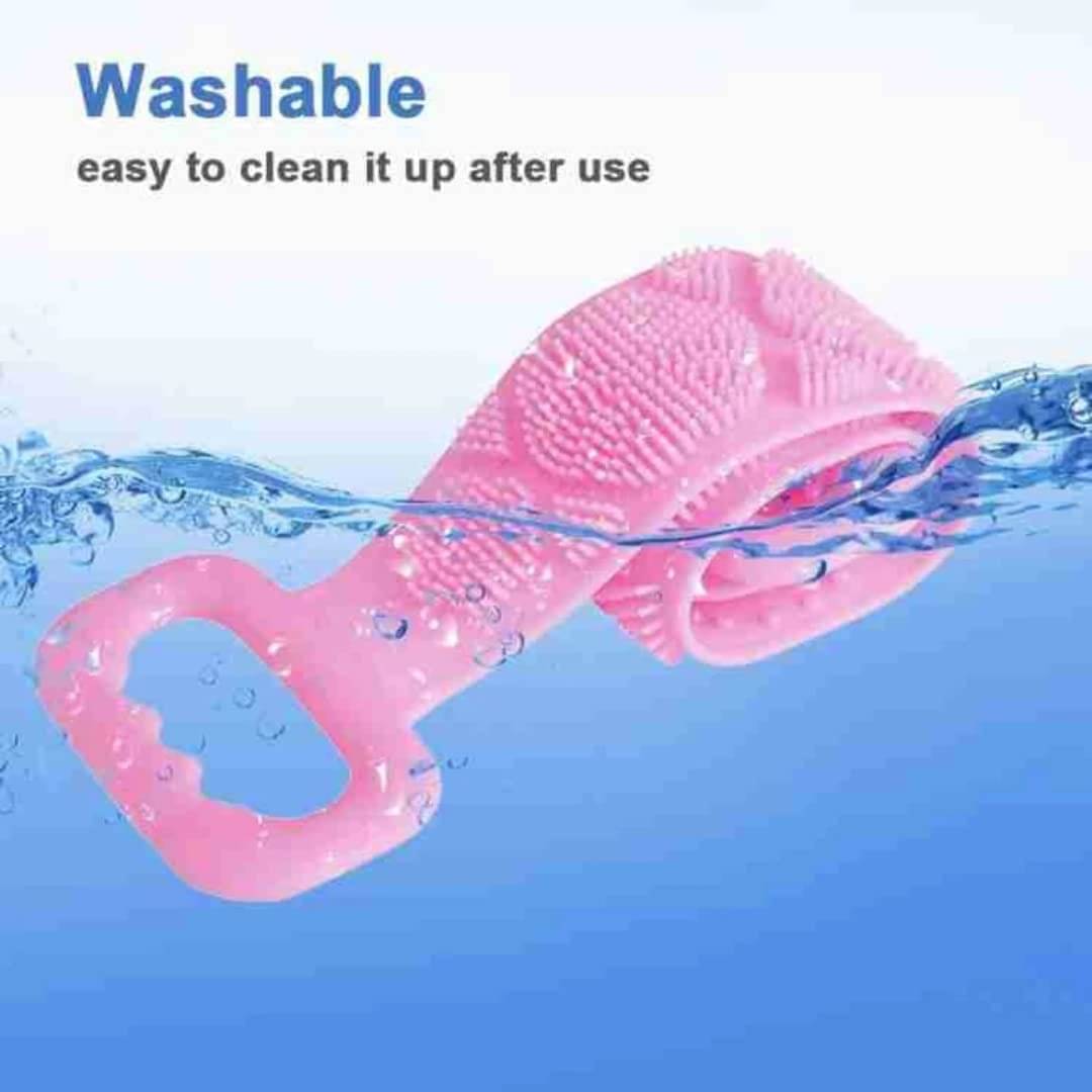     			Silicone Body Back Scrubber, Double Side Bathing Brush for Skin Deep Cleaning Massage, Dead Skin Removal Exfoliating Belt for Shower, for Men & Women Pack-2