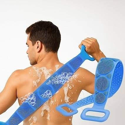     			Silicone Body Back Scrubber, Double Side Bathing Brush for Skin Deep Cleaning Massage, Dead Skin Removal Exfoliating Belt for Shower, for Men & Women Pack-1