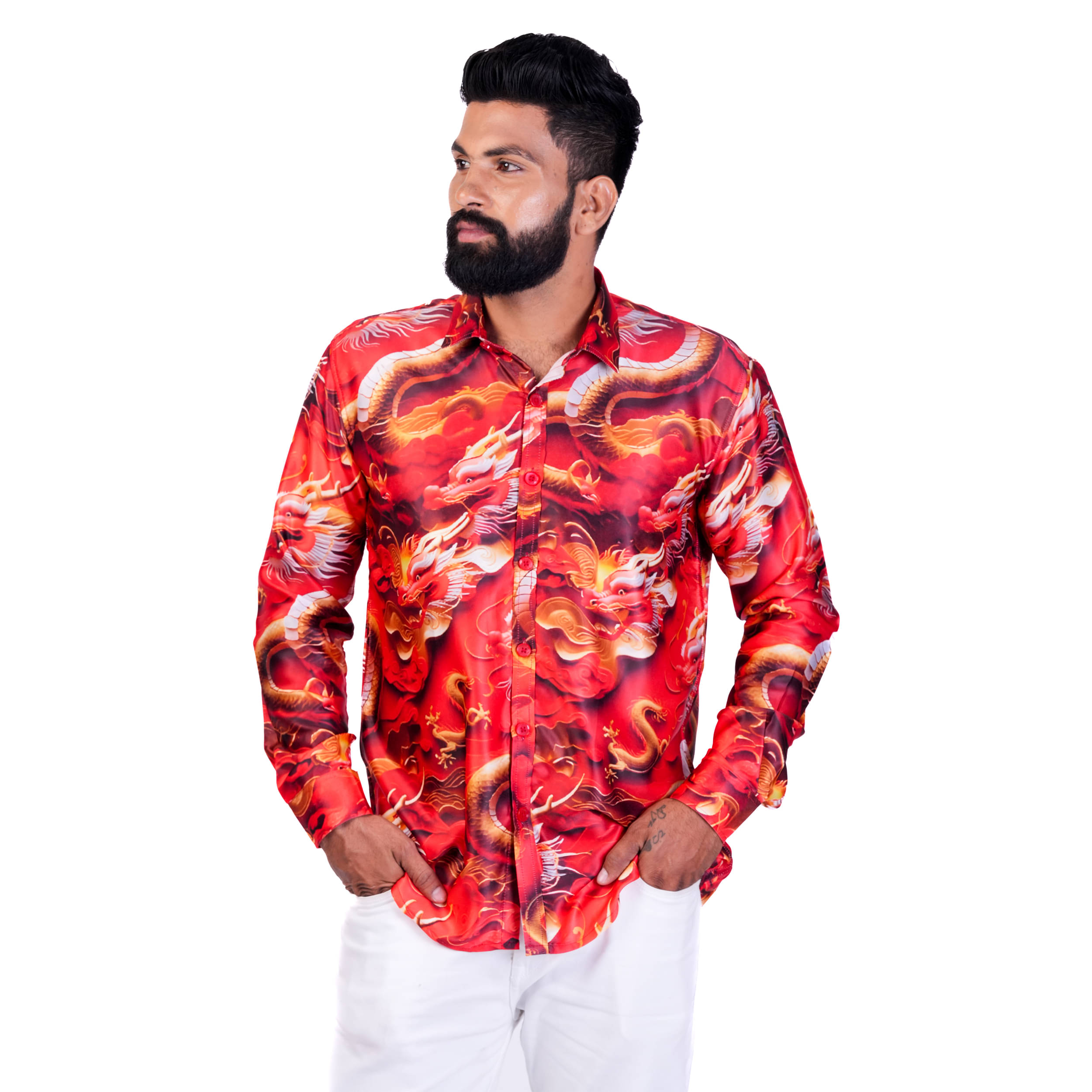     			TAK-DINA-DIN Satin Regular Fit Printed Full Sleeves Men's Casual Shirt - Red ( Pack of 1 )