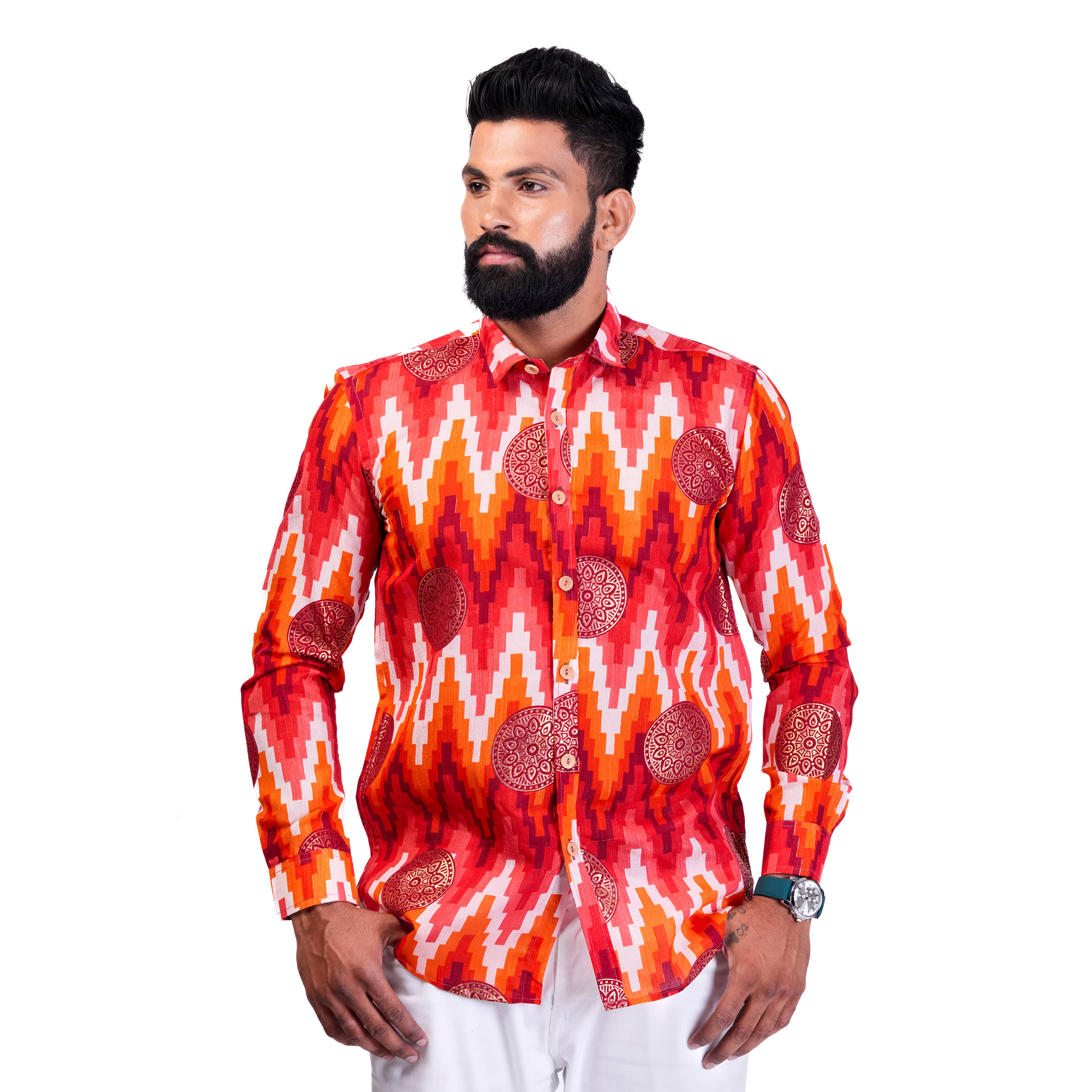     			TAK-DINA-DIN Silk Regular Fit Printed Full Sleeves Men's Casual Shirt - Orange ( Pack of 1 )