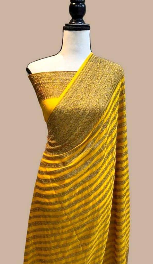     			THE PRIVATE LABLE Silk Blend Printed Regular Saree With Unstitched Blouse Piece ( Yellow )