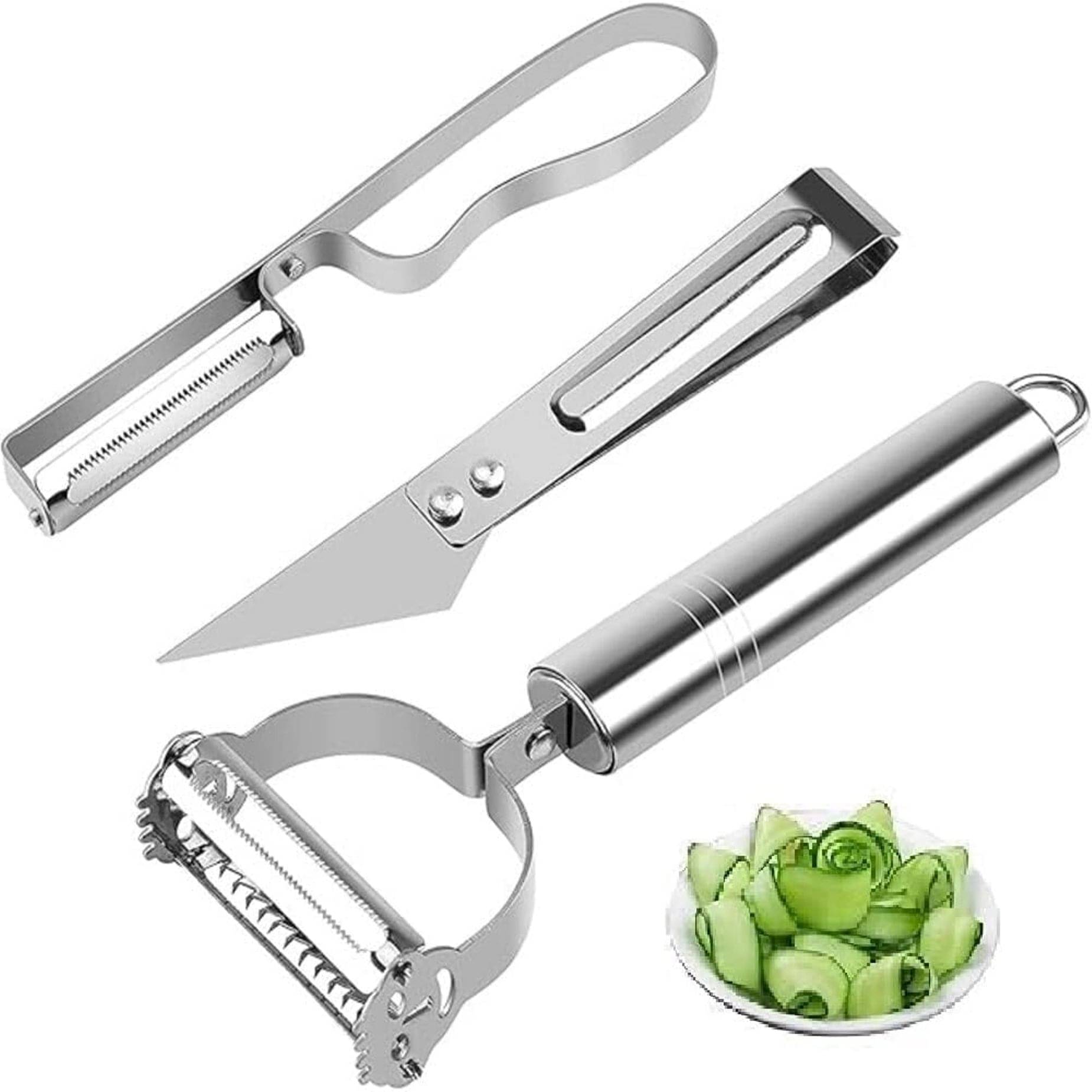     			THRIFTKART - Vegetable & Fruit Peeler with Meat Cutter and Hand 3 in 1 Multifunctional Durable Razor Sharp Cutter Slicer Vegetable Julienne Shedder Peeler for Kitchen