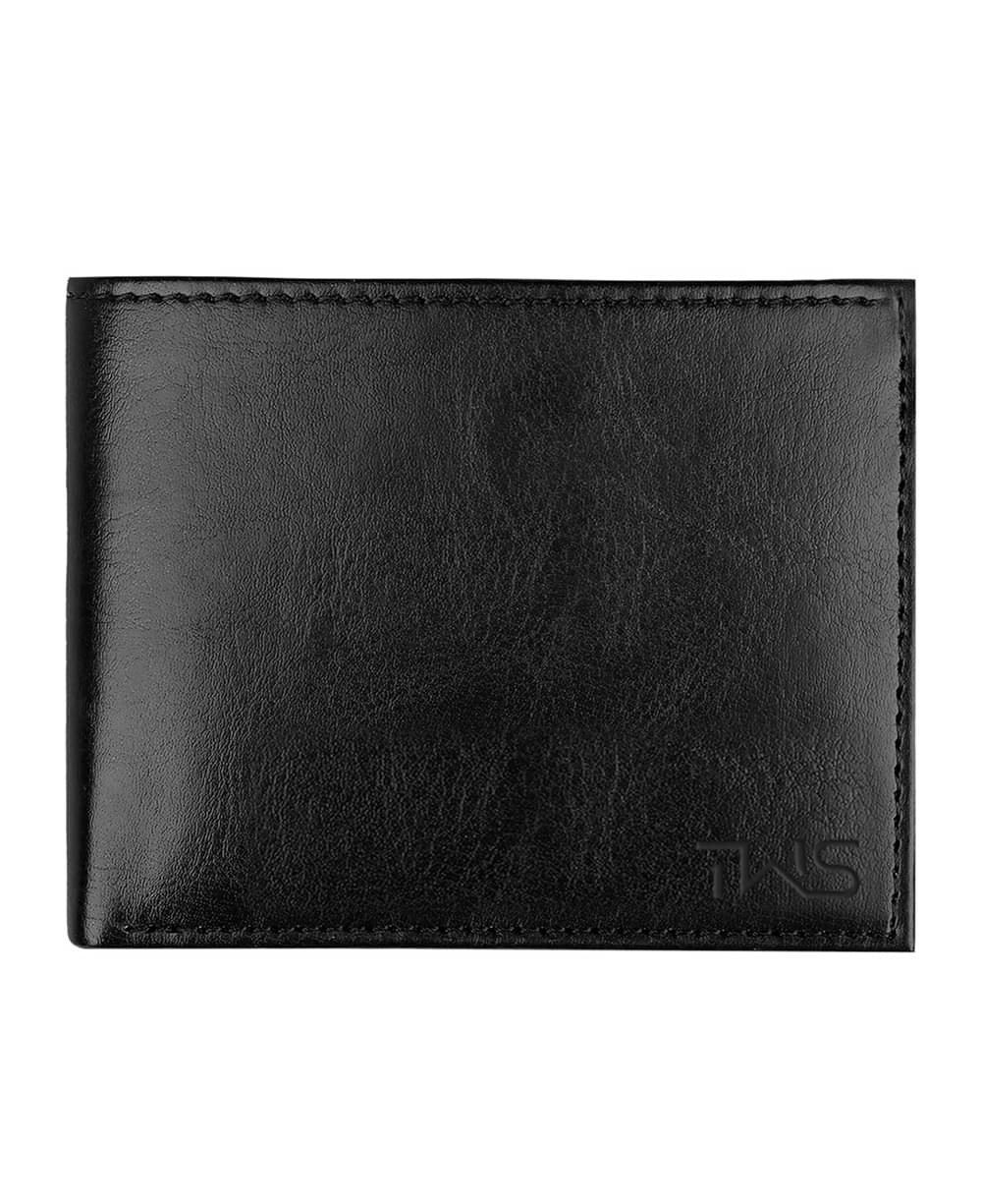     			The Wallet Store Faux Leather Solid Men's Two Fold Wallet With 5 Slots For Card ( Black , Pack of 1 )