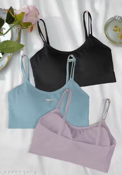 Trulubuy Pack of 3 Lycra Lightly Padded T-Shirt Bra For Women ( Black,Blue,Purple )     			Trulubuy Pack of 3 Lycra Lightly Padded T-Shirt Bra For Women ( Black,Blue,Purple )