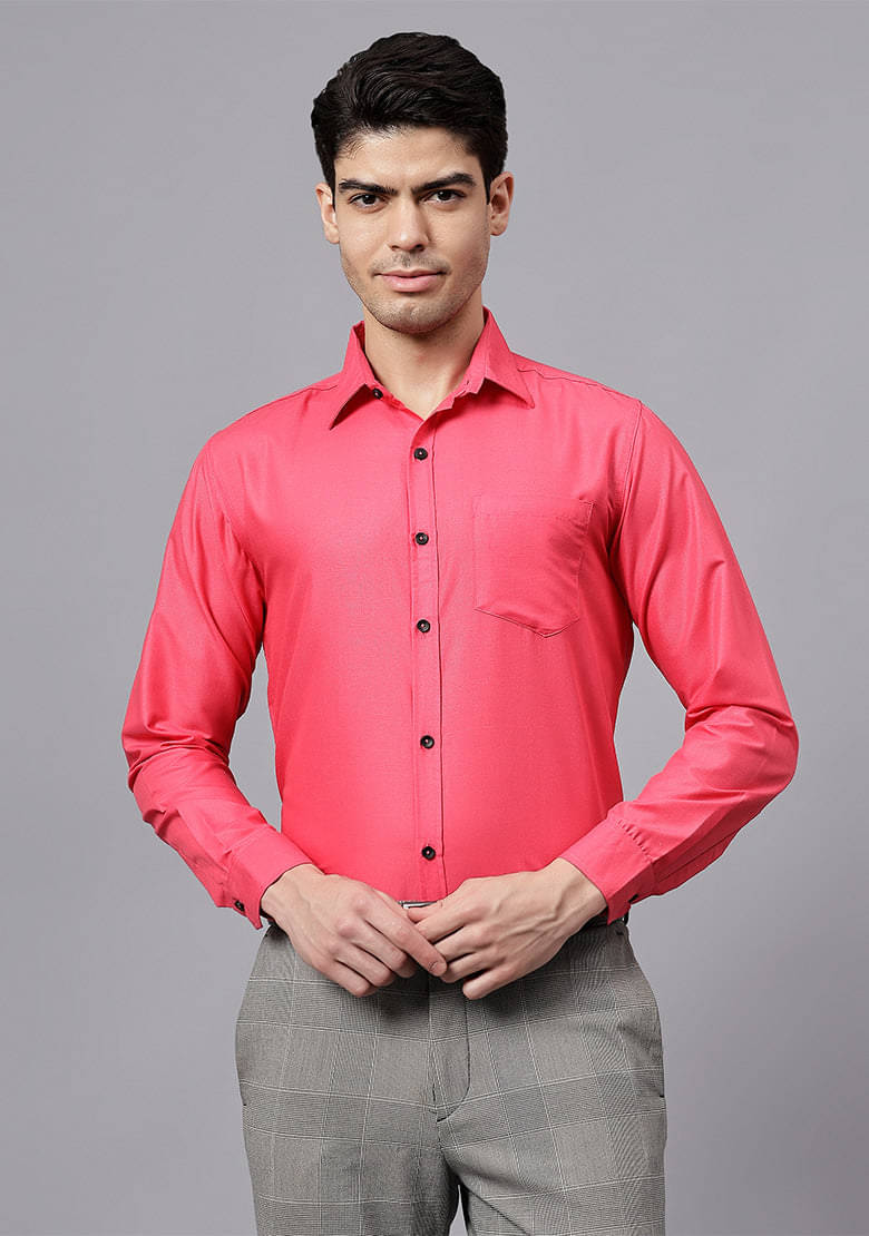     			Vashuqi Cotton Blend Slim Fit Full Sleeves Men's Formal Shirt - Pink ( Pack of 1 )