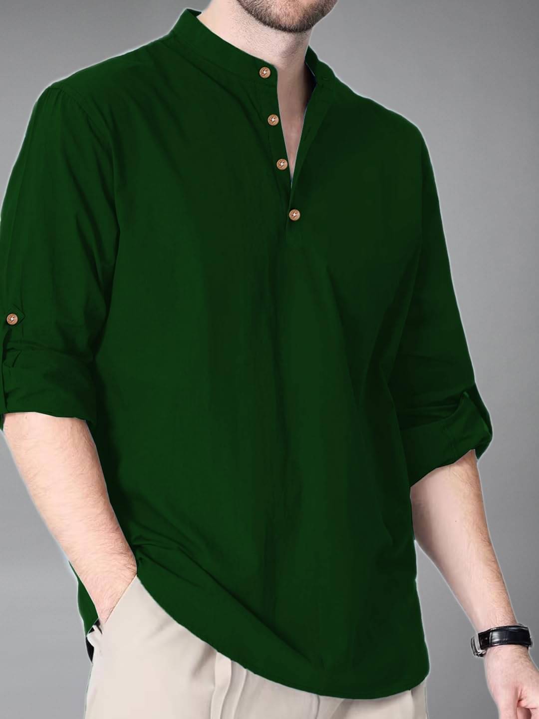     			Vashuqi Green Blended Men's Regular Kurta ( Pack of 1 )