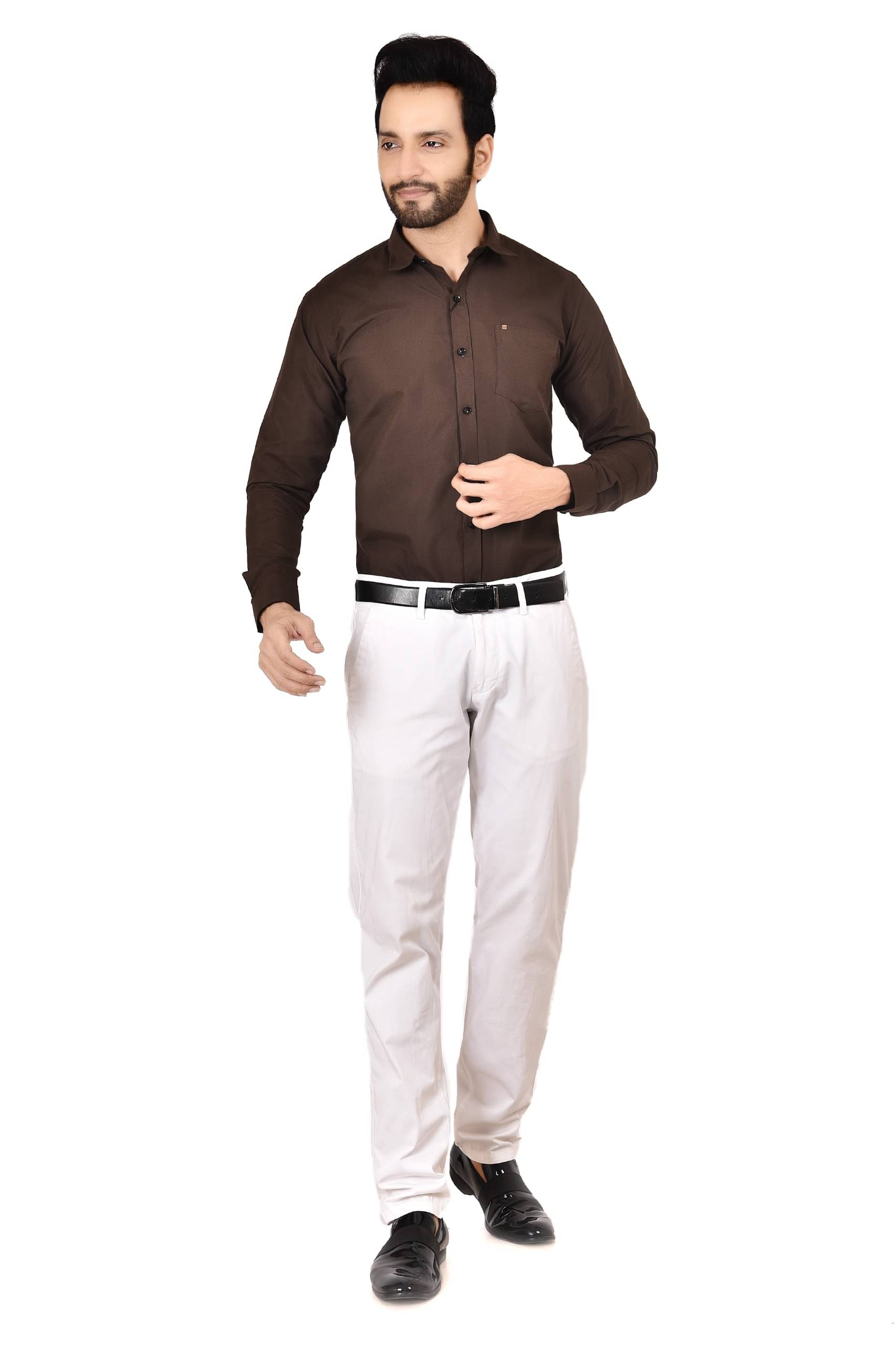     			Vastra Vriksha Poly Cotton Regular Fit Full Sleeves Men's Formal Shirt - Brown ( Pack of 1 )