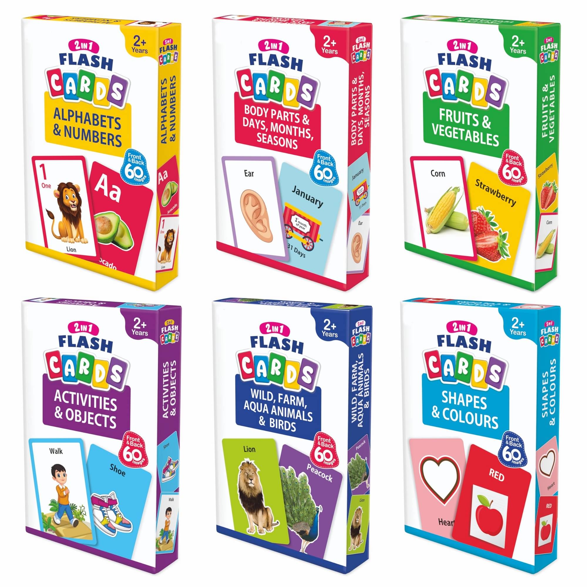 YUIOP - 2 in 1 Flash Cards - 180 Cards Front & Back - Enhance Memory - Screen Free Alternative - Kids Educational (Pack of 6) YUIOP - 2 in 1 Flash Cards - 180 Cards Front & Back - Enhance Memory - Screen Free Alternative - Kids Educational (Pack of 6)