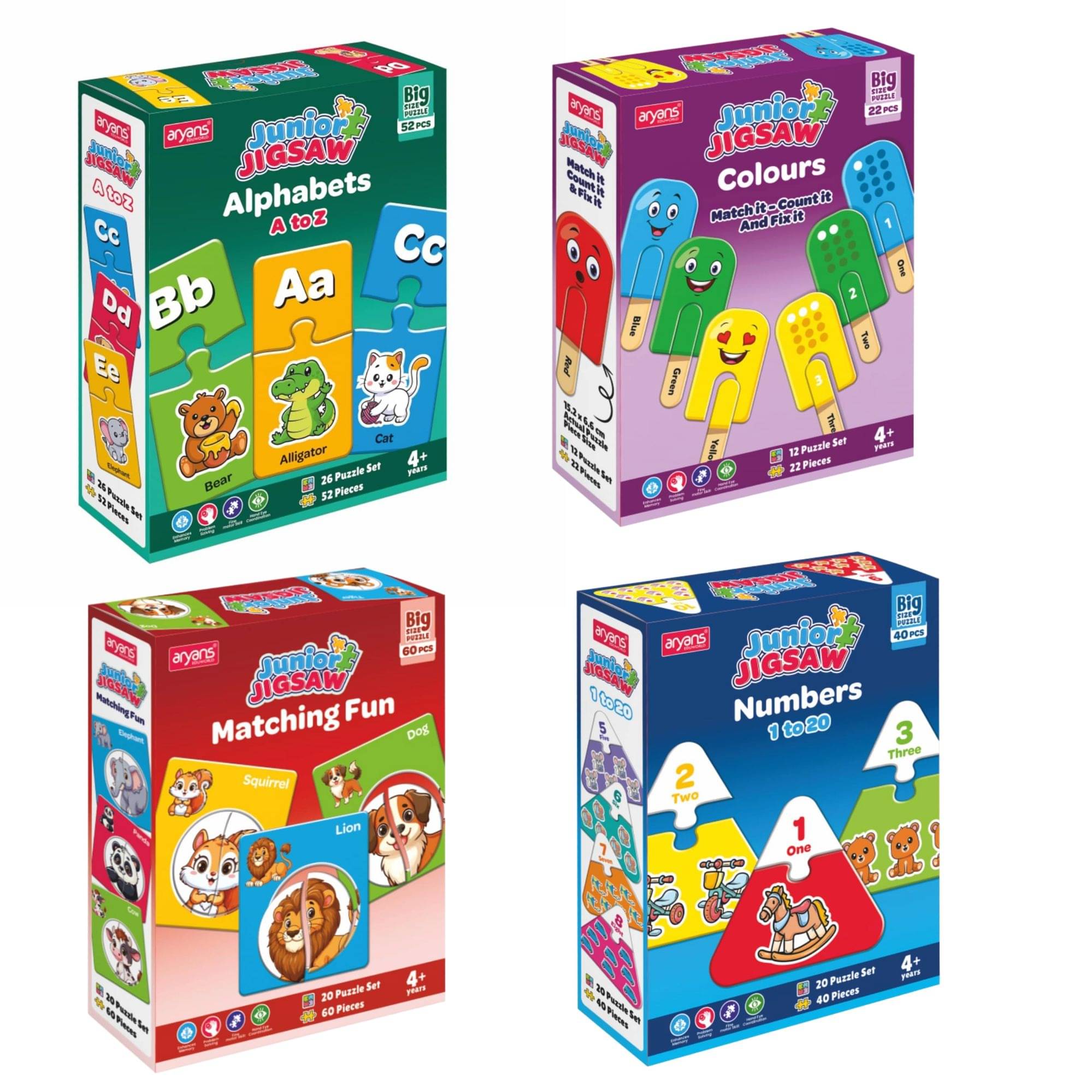     			YUIOP - Junior Jigsaw Puzzle for Kids - Explore Alphabets, Numbers, Colours & Matching Fun - Fun & Learn (4 Packs - 78 Sets - 176 Pieces)