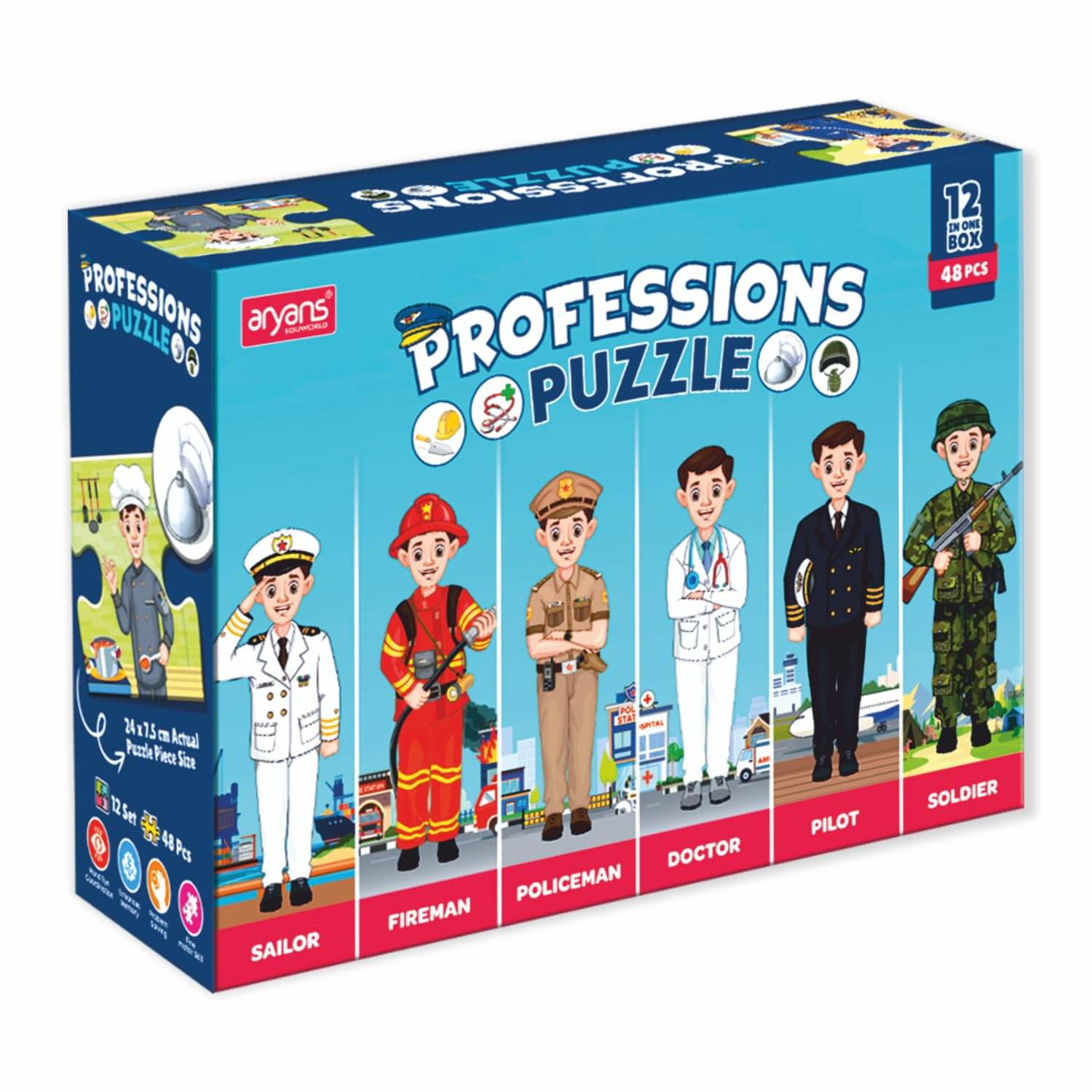     			YUIOP − Professional Jigsaw Puzzle For Kids - 12 Community Helper Jigsaw Sets - 48 Pcs - Educational Toy for Toddlers & Preschoolers