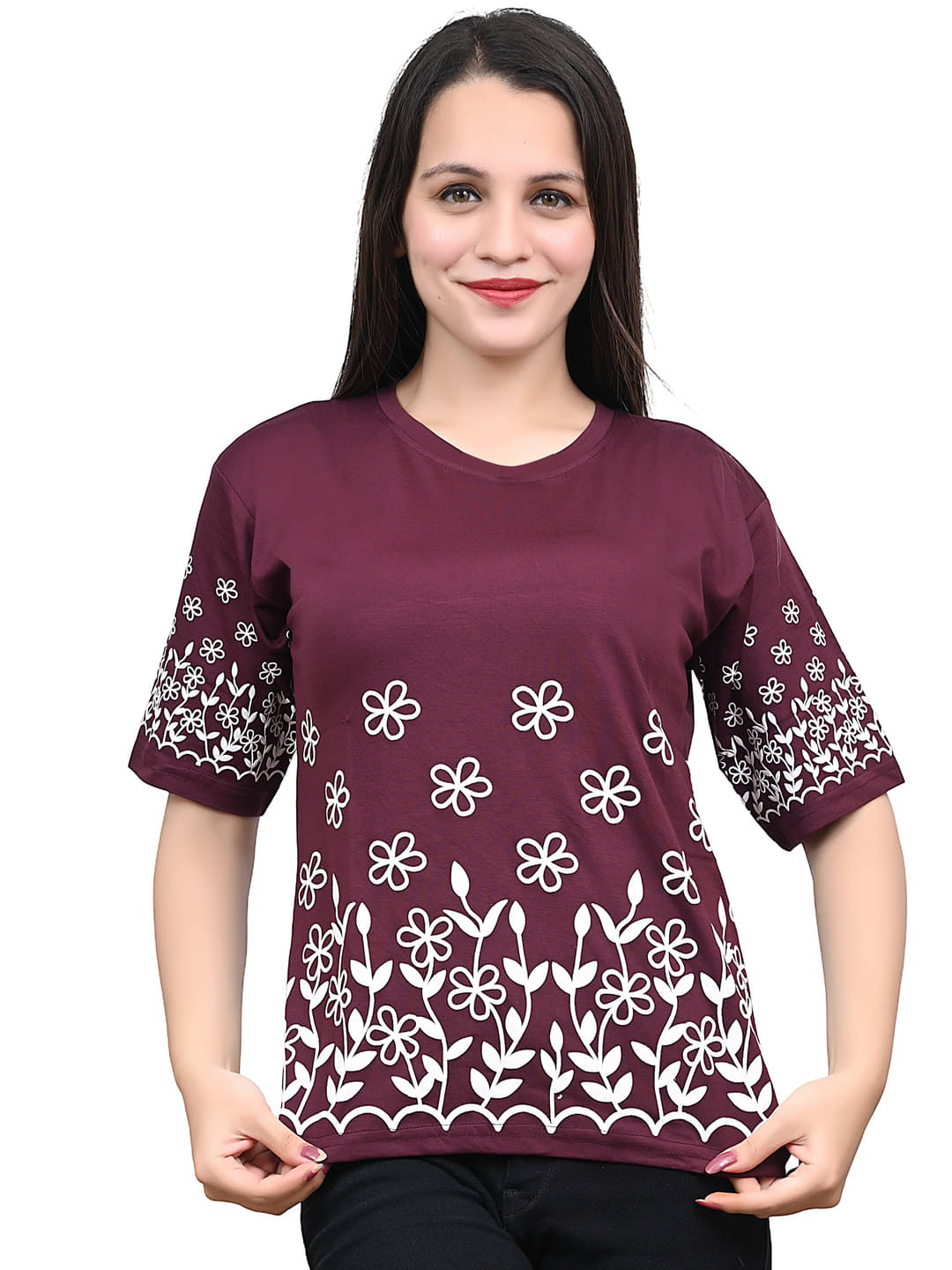     			Yunic29 Women's Cotton Regular Top ( Wine )