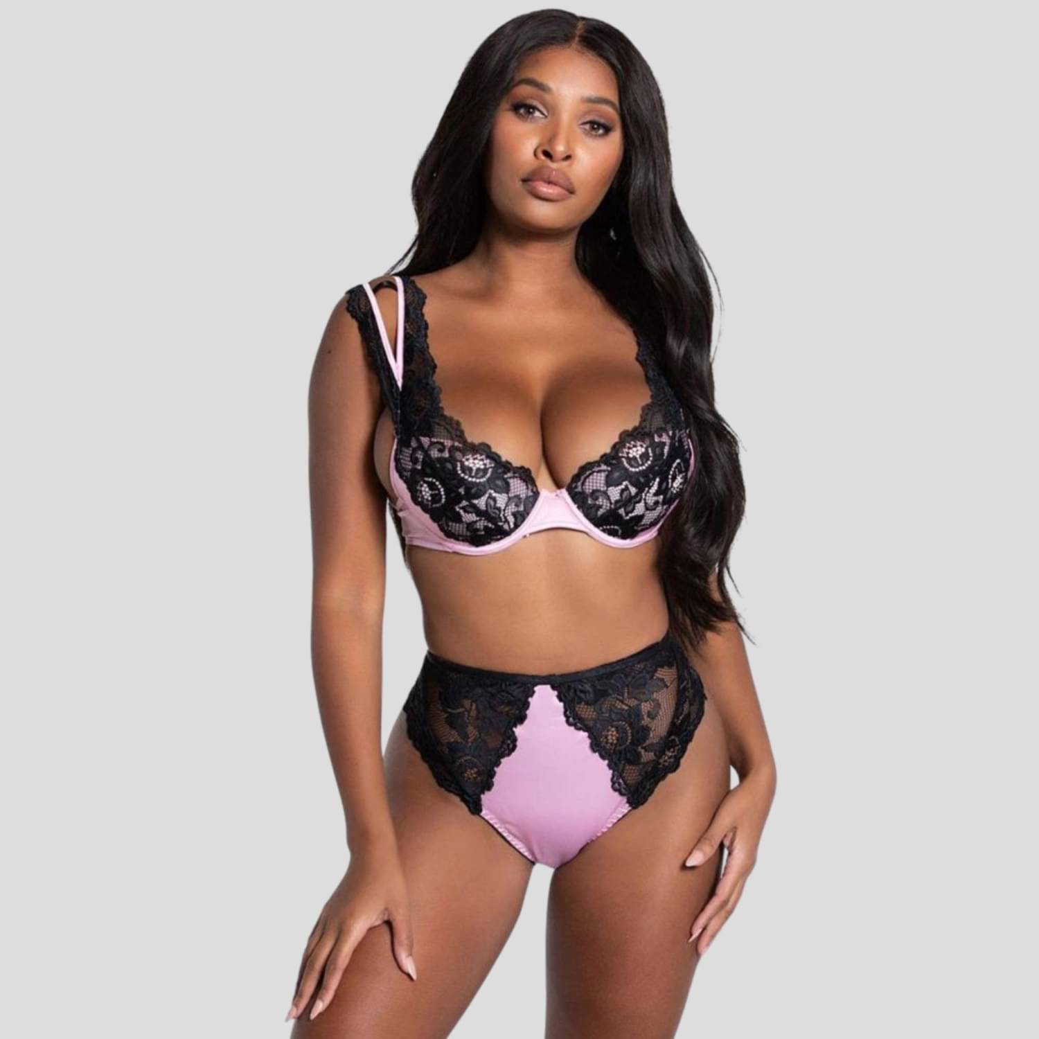     			Zerjama Lace Non Padded Bra & Panty Set ( Black , Pack of 1 )