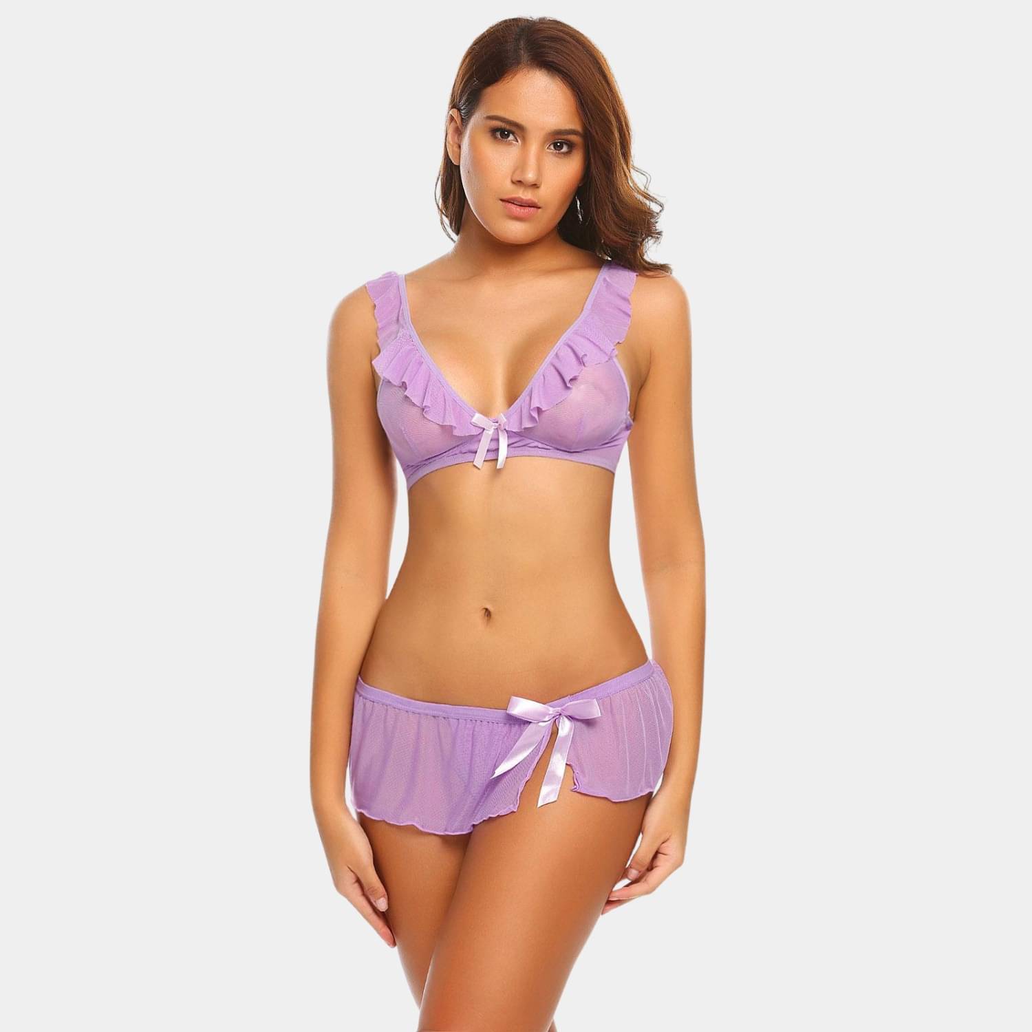 Zerjama Lace Non Padded Bra & Panty Set ( Purple , Pack of 1 ) Zerjama Lace Non Padded Bra & Panty Set ( Purple , Pack of 1 )