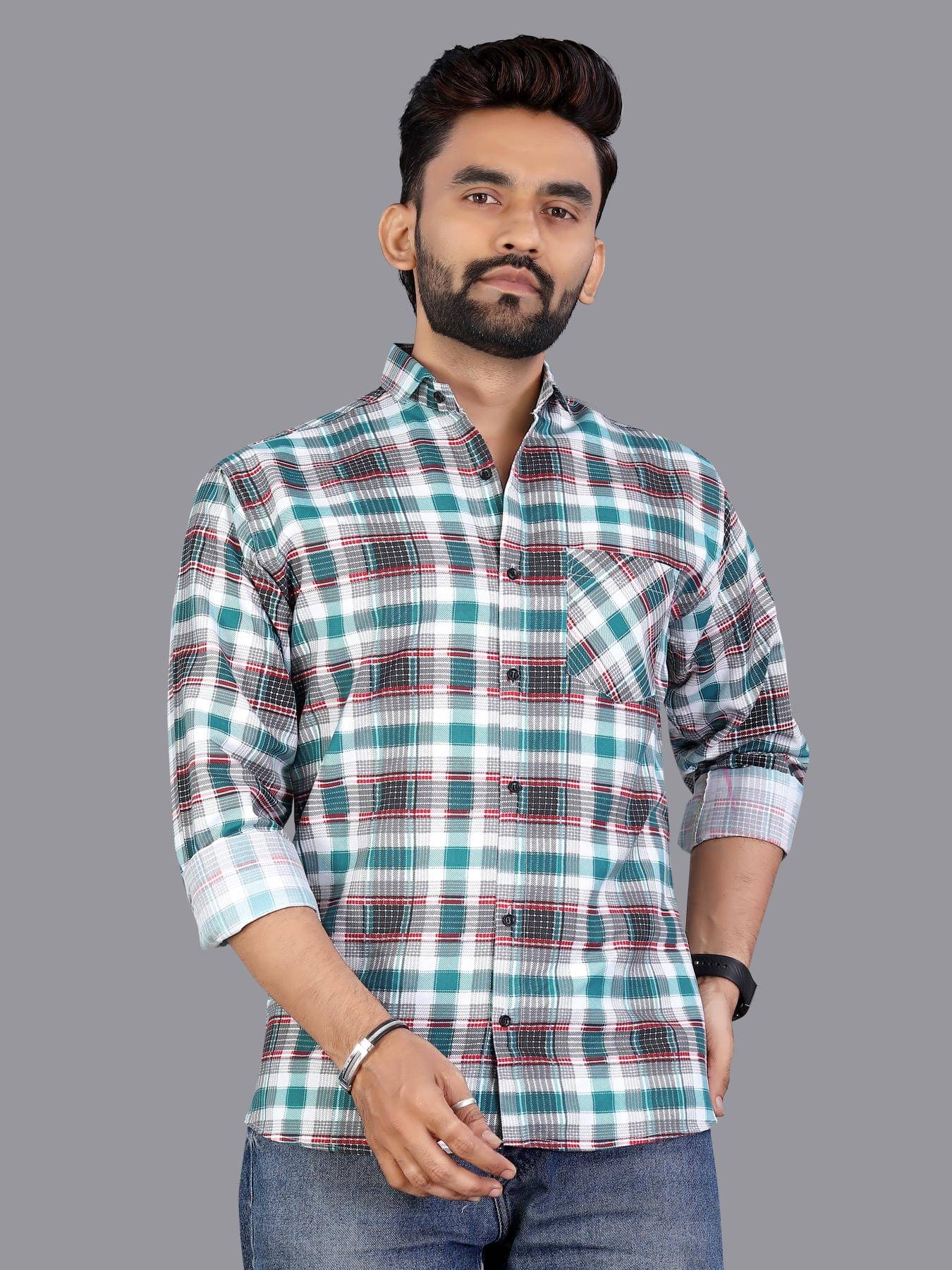     			allan peter 100% Cotton Regular Fit Checks Full Sleeves Men's Casual Shirt - Multicolor 5 ( Pack of 1 )